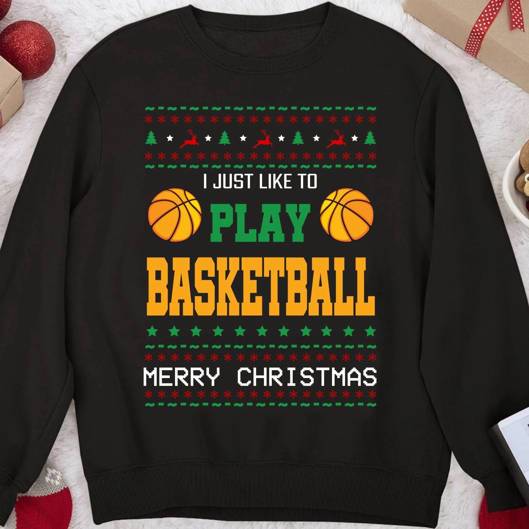 Personalized Custom Ugly Christmas Basketball Sweatshirt H541v2