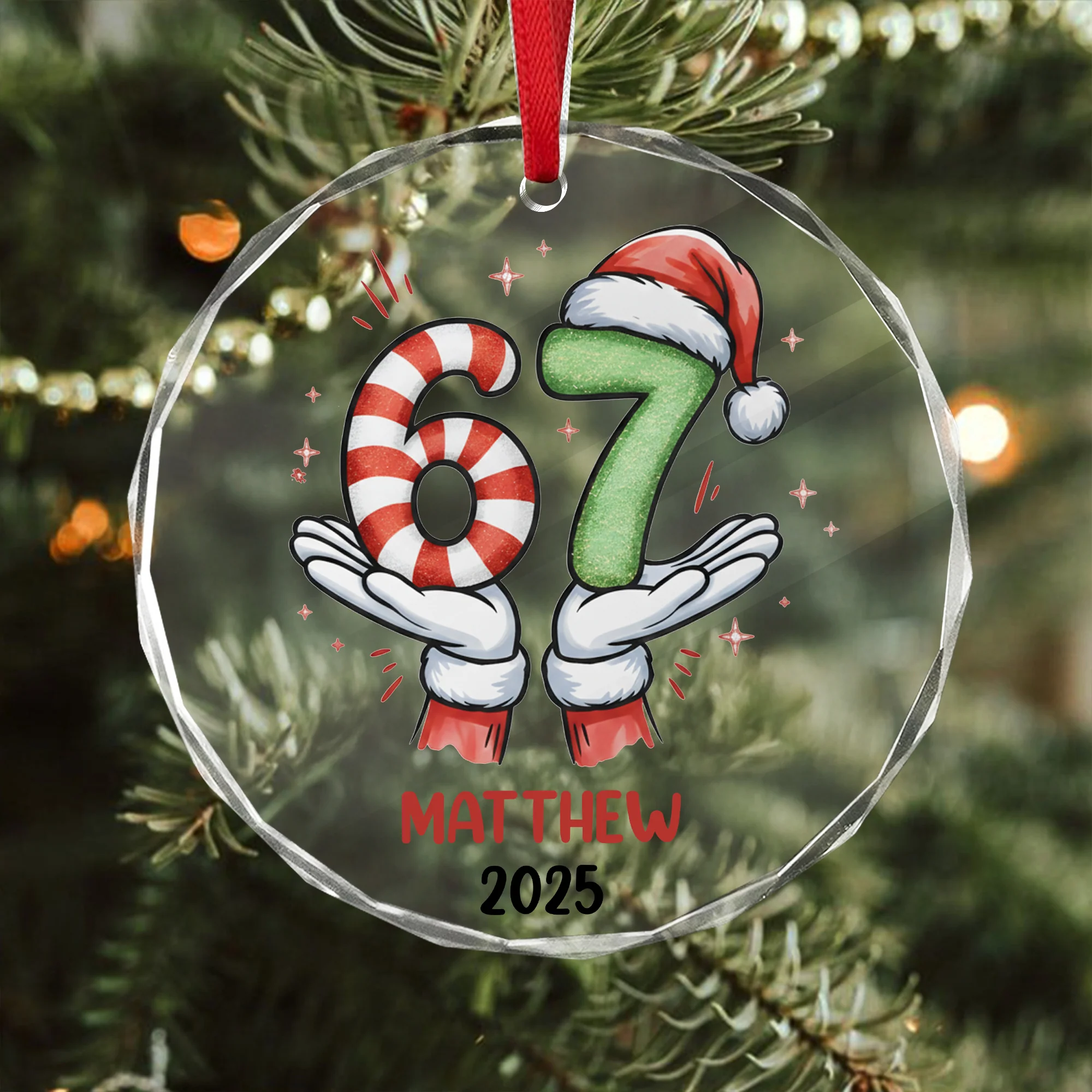 Personalized Funny Kids Six Seven Christmas Glass Ornament HA75 898304 - Image 4