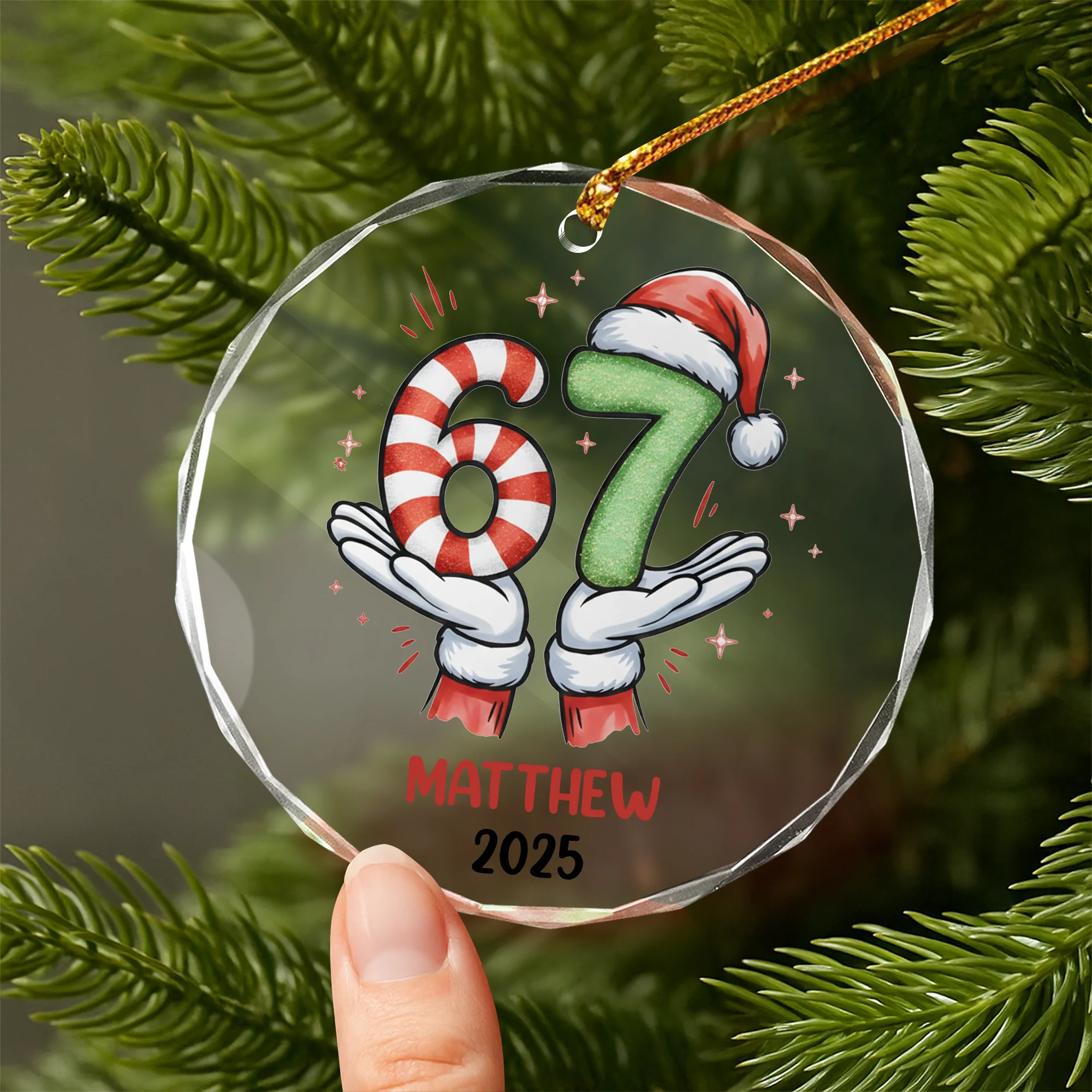 Personalized Funny Kids Six Seven Christmas Glass Ornament HA75 898304 - Image 8