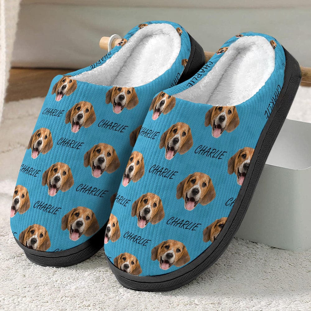 Personalized Gift Plush Slippers Dog Cat Face Photo N369 54298 HN590 - Image 4