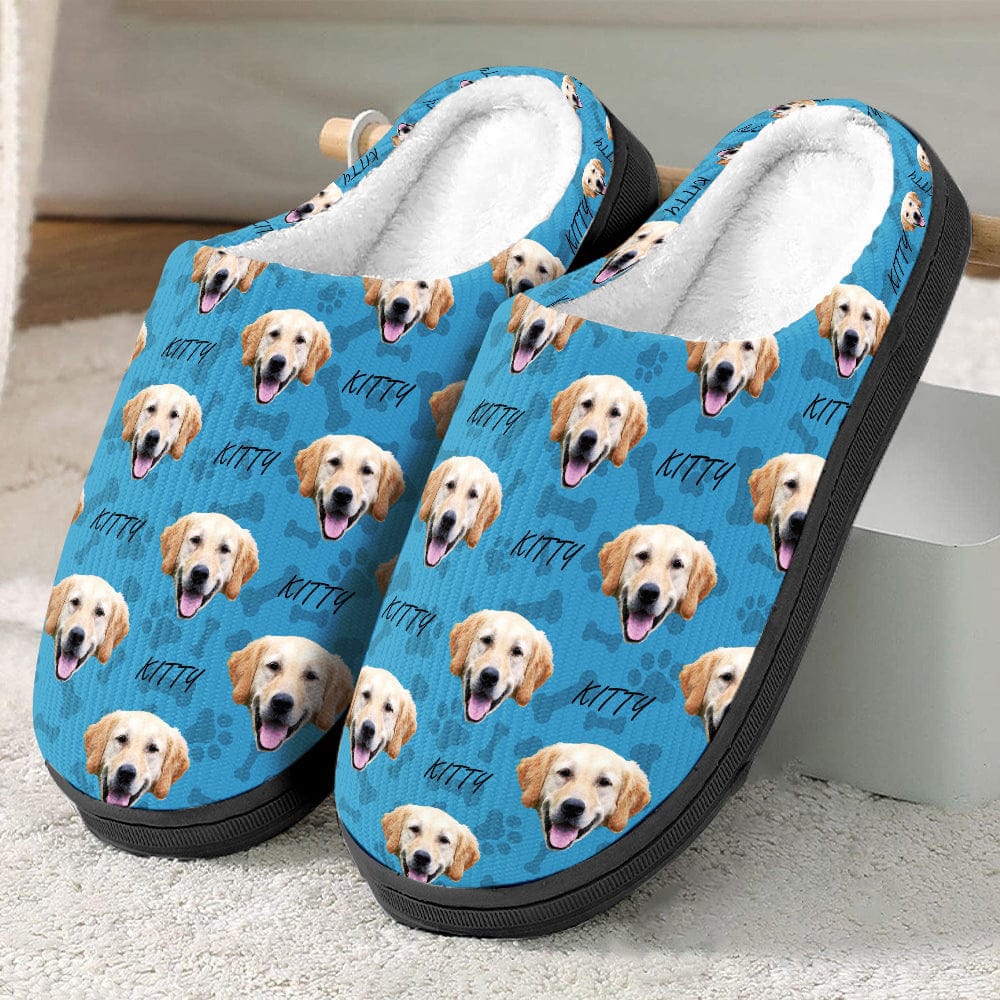 Personalized Gift Plush Slippers Dog Cat Face Photo N369 54298 HN590 - Image 5