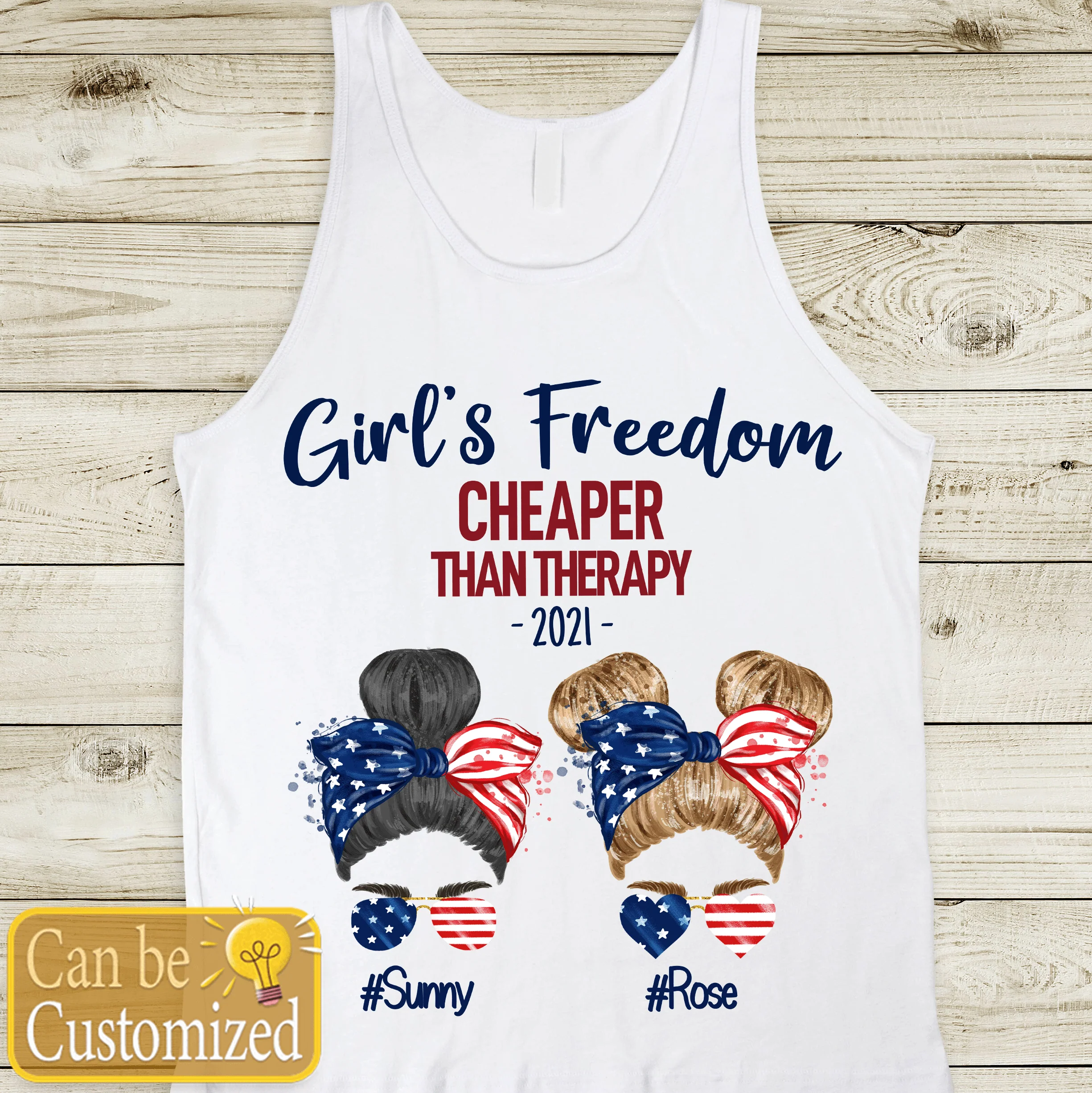 Girls Freedom Than Therapy 4th Of July Shirt - Image 4