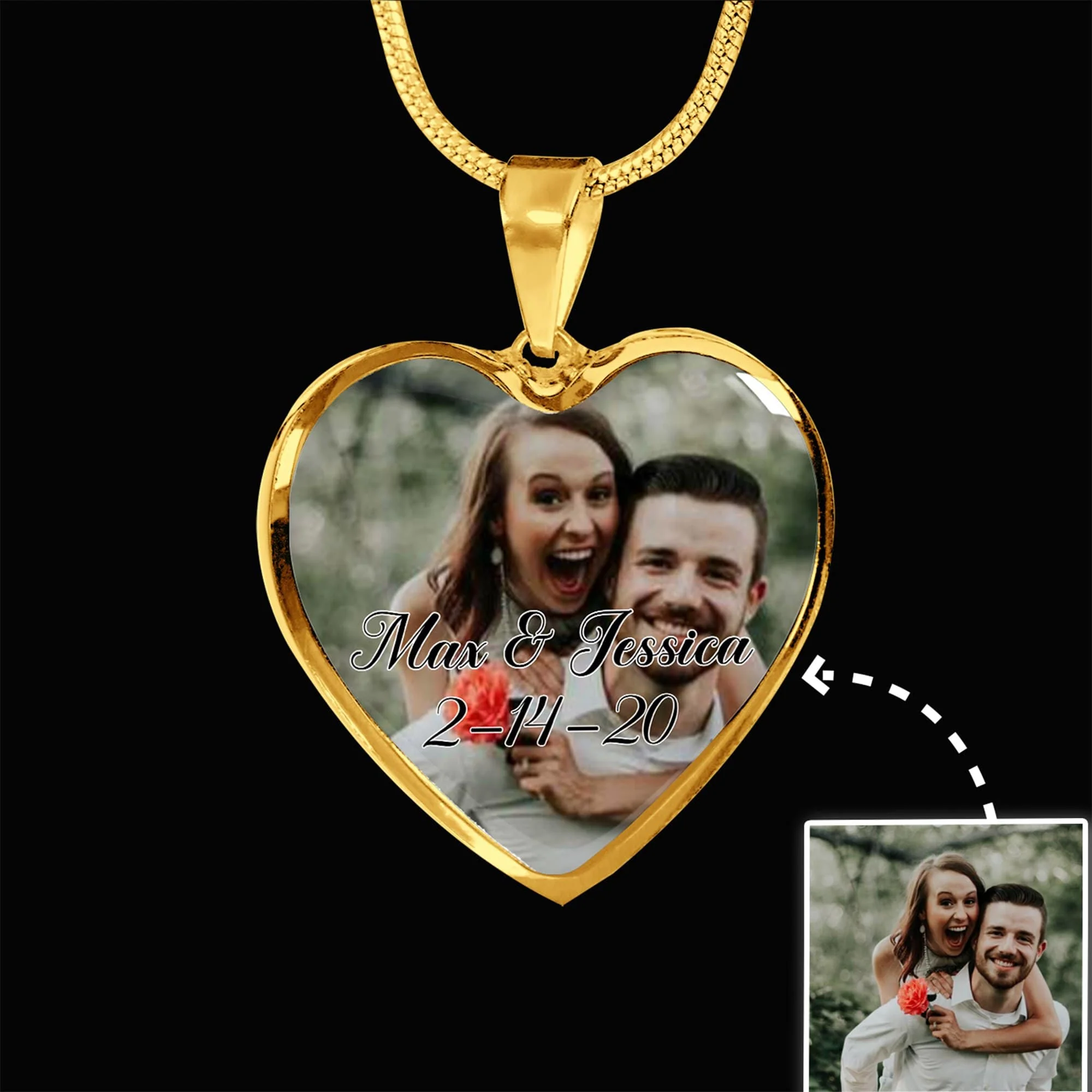 Custom Photo Heart Necklace - Image 2