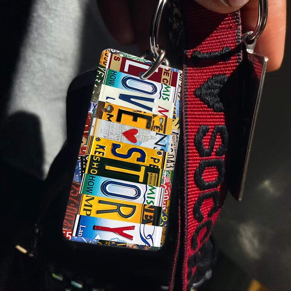 Personalized License Plate Hippie Metal Keychain, Camping Gift HN590 - Image 3