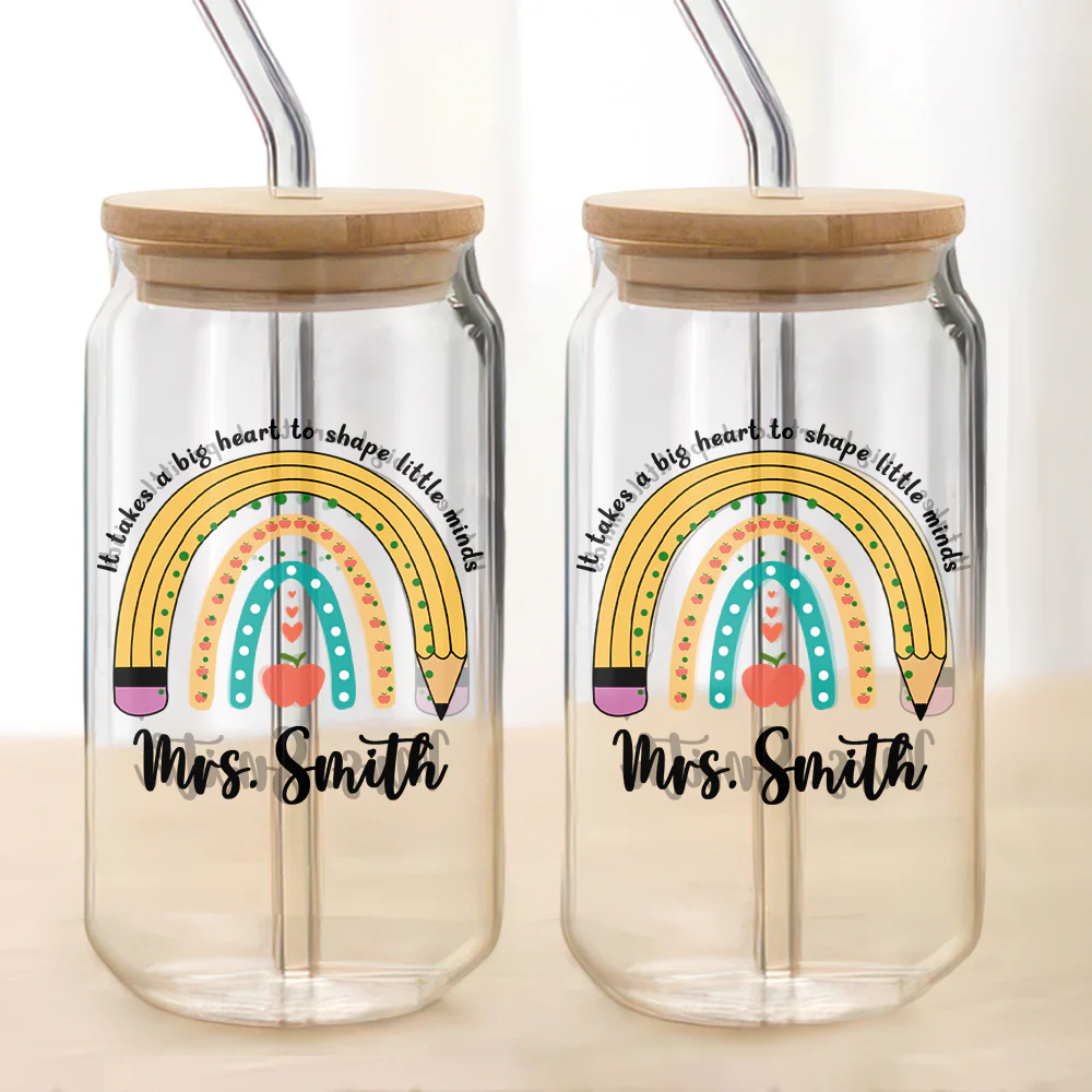 Personalized Rainbow Teacher Glass Can With Lid Teacher Apprecation Gift Back to School Gift CH07 896182 - Image 4