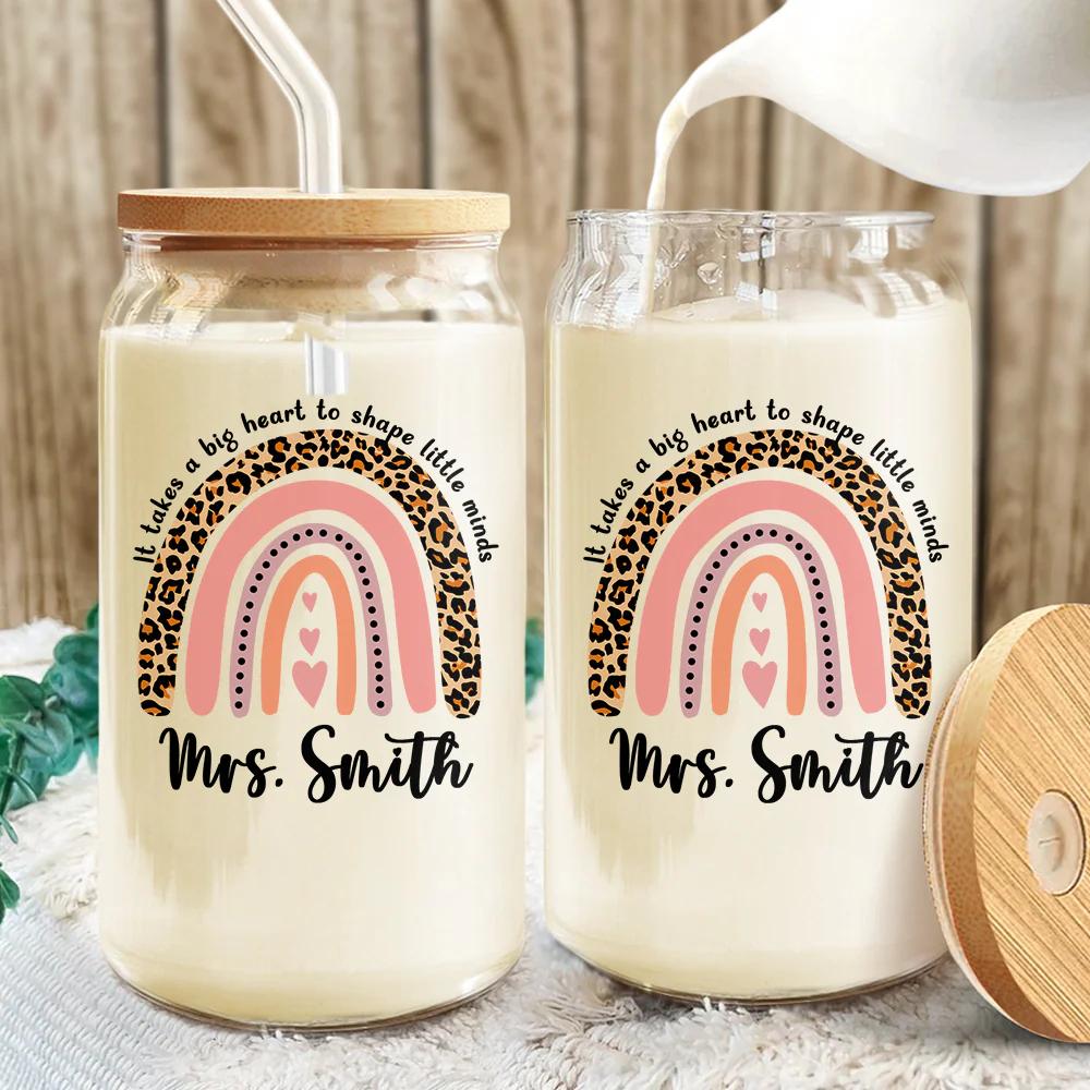 Personalized Rainbow Teacher Glass Can With Lid Teacher Apprecation Gift Back to School Gift CH07 896182 - Image 5