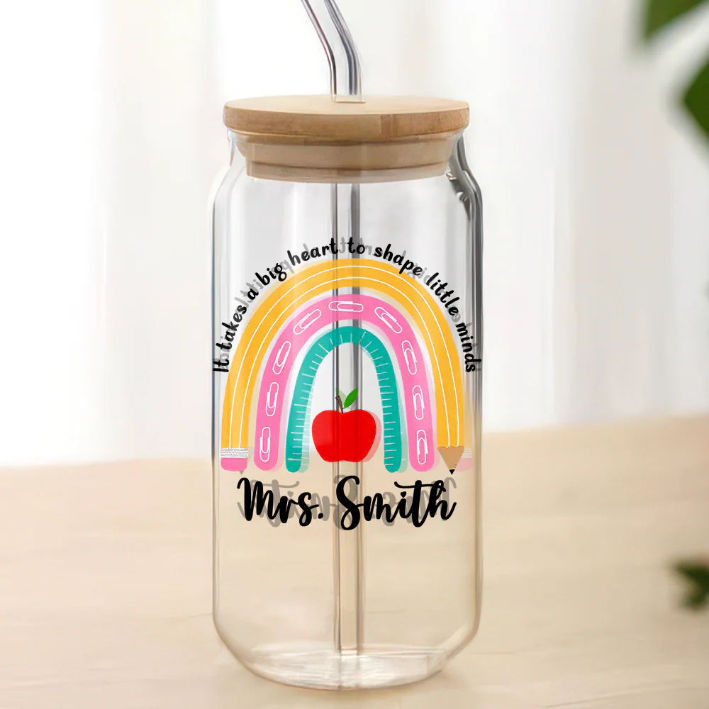 Personalized Rainbow Teacher Glass Can With Lid Teacher Apprecation Gift Back to School Gift CH07 896182 - Image 8