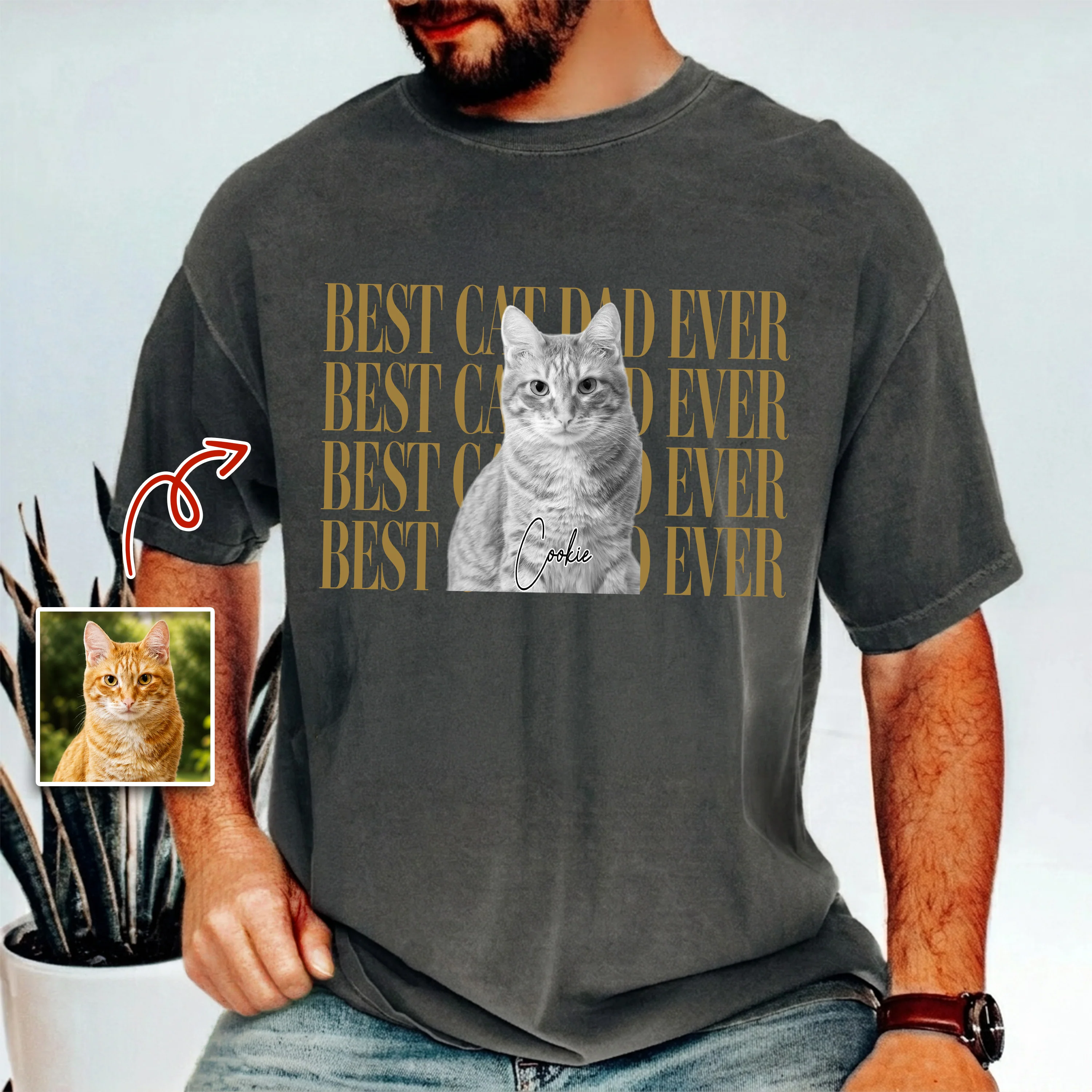 Personalized Vintage Photo Best Cat Dad Ever, Best Cat Mom Ever Comfort Shirt HA75 921488 - Image 5