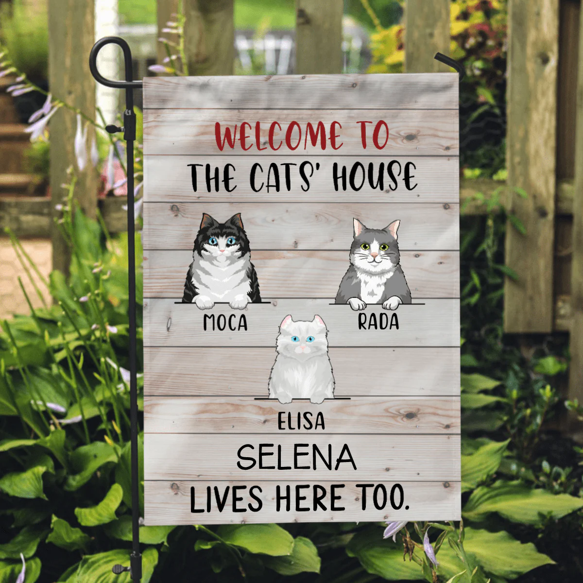 Welcome To The Cat's House Cat Garden Flag - Image 3