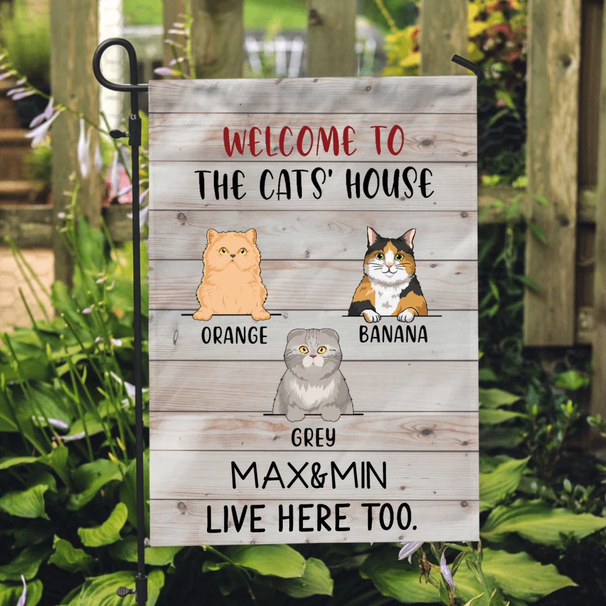 Welcome To The Cat's House Cat Garden Flag - Image 4