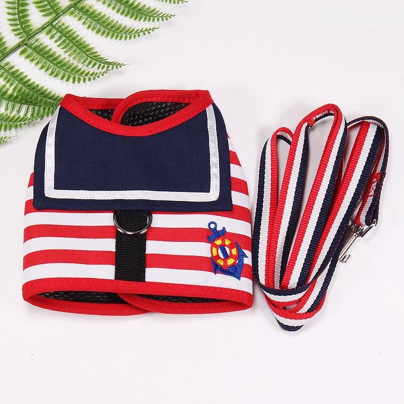 Pet Dog Clothes Soft Breathable Navy Style Leash Set - Image 10