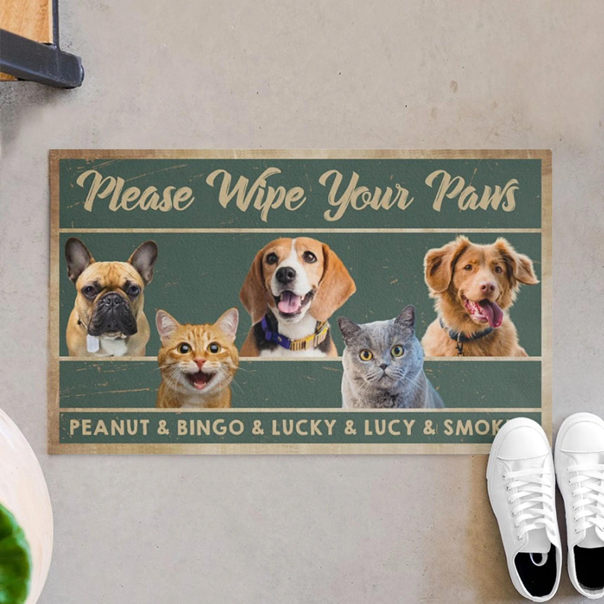 Please Wipe Your Paws Personalized Custom Photo Dogs Cats Pets Doormats C597 - Image 2