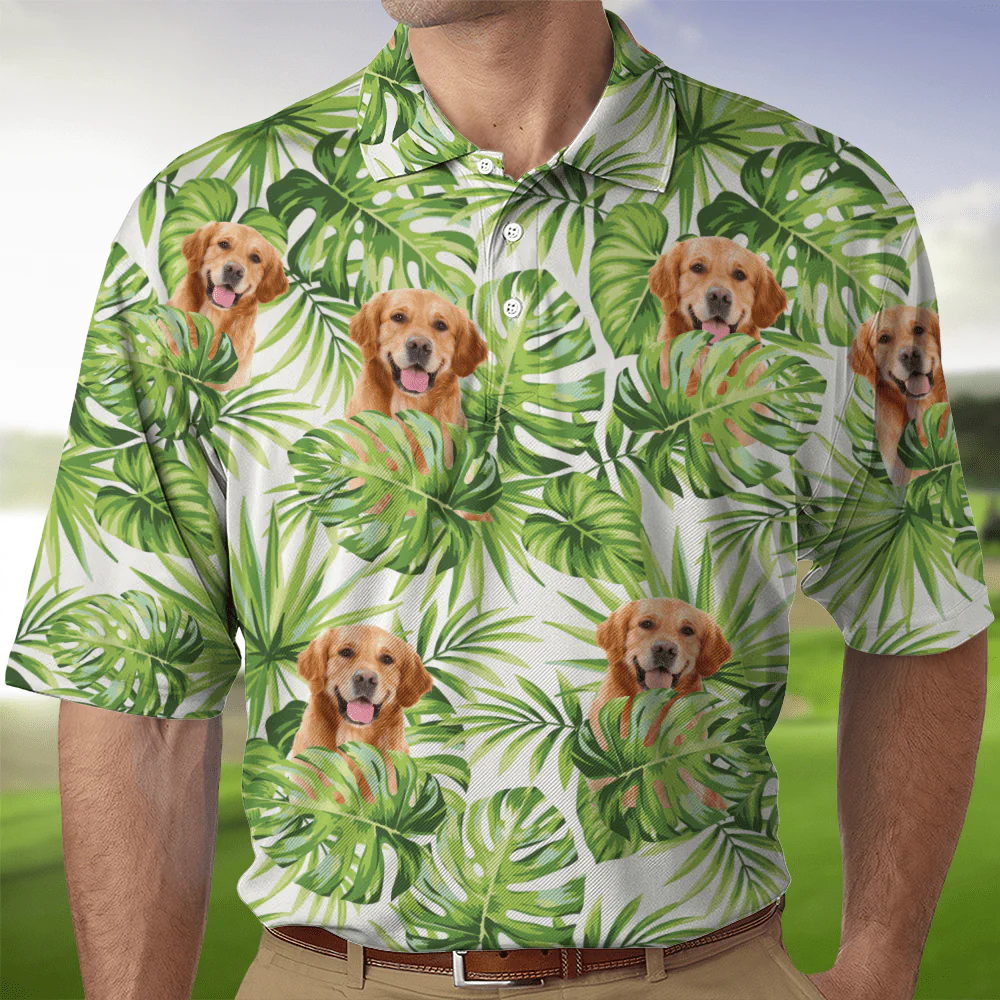 Upload Dog Cat Photo Hibiscus Flower Hawaiian Family Polo Shirt DM01 891123