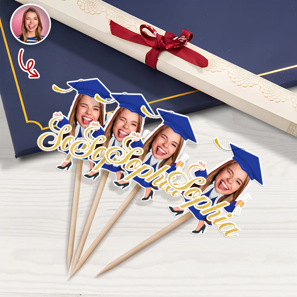 Custom Face Graduation Cupcake Topper - Congrats Grad Party Favors, Senior Cake Decor HO82 901496 - Image 2
