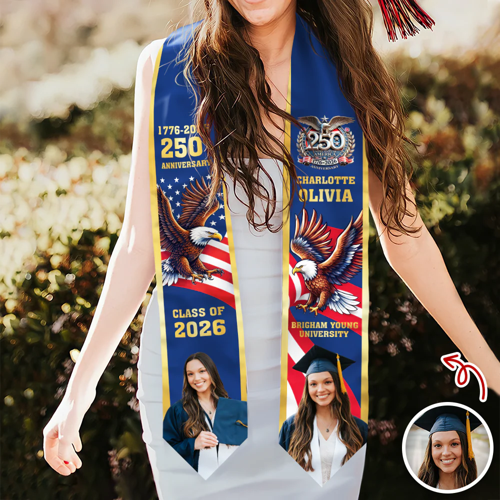 Custom Photo Class Of 2026 With US 250 Years Graduation Stole HO82 901480 - Image 5
