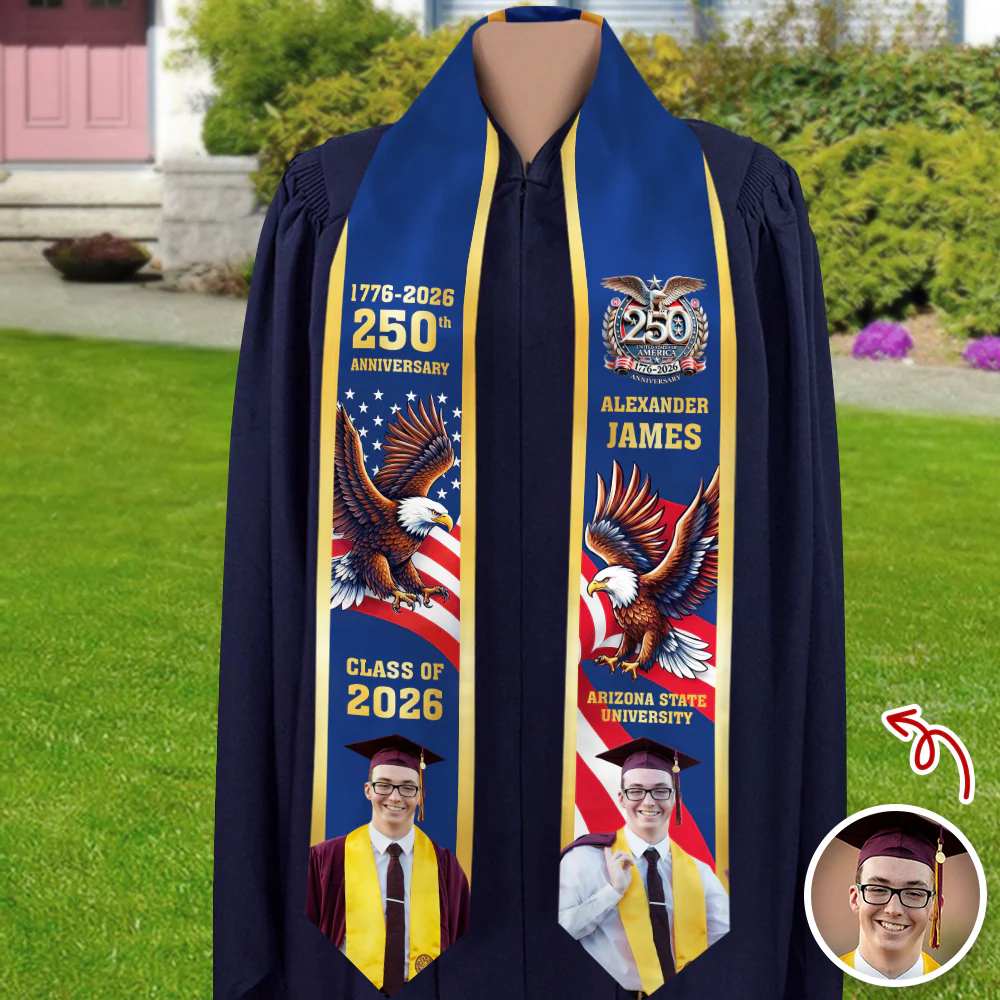 Custom Photo Class Of 2026 With US 250 Years Graduation Stole HO82 901480 - Image 8