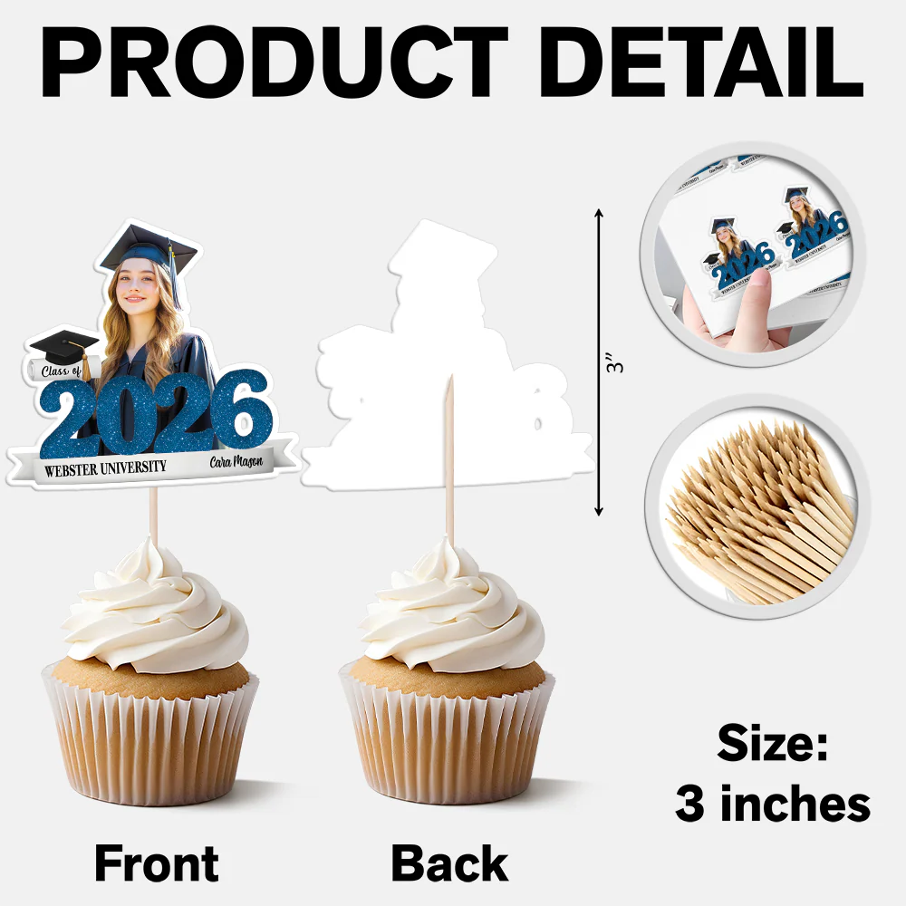 Custom Photo Graduation Cupcake Topper Class of 2026 College High School Graduation Gift HO82 901404 - Image 9