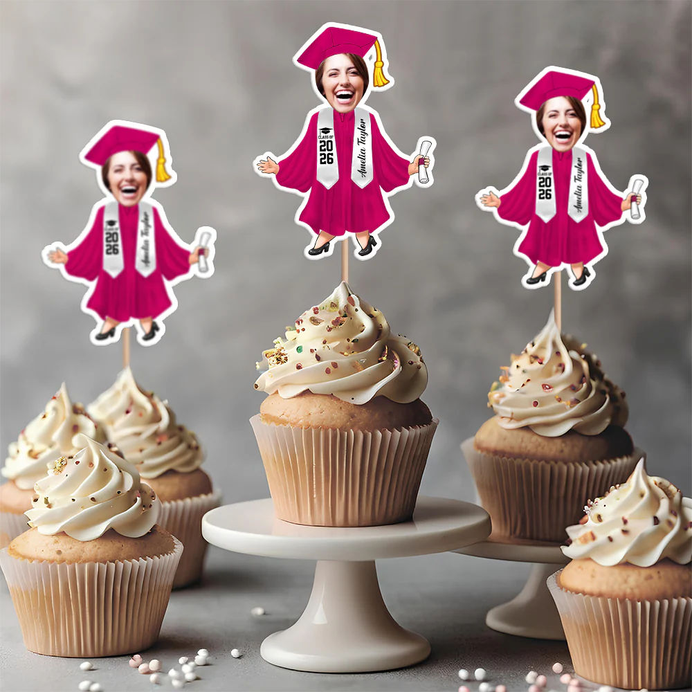 Custom Photo Graduation Gift - Personalized Cupcake topper, Class Of 2026, High School Graduation Gift, Photo Portrait Cupcake Topper HO82 901398 - Image 6