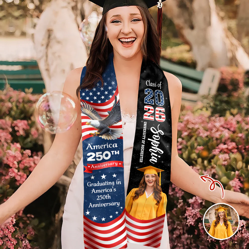Custom Photo Graduation In America's 250th Anniversary Graduation Stoles CH07 910572 - Image 2