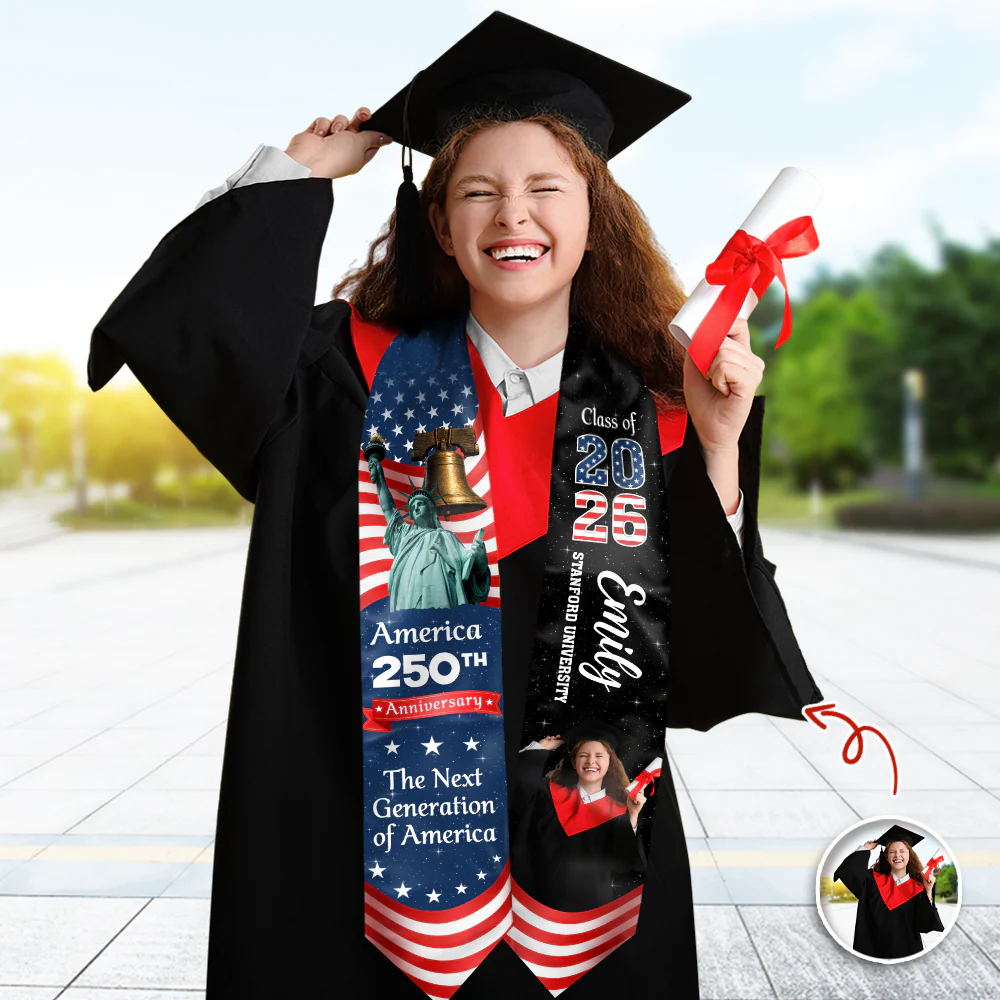 Custom Photo Graduation In America's 250th Anniversary Graduation Stoles CH07 910572 - Image 3