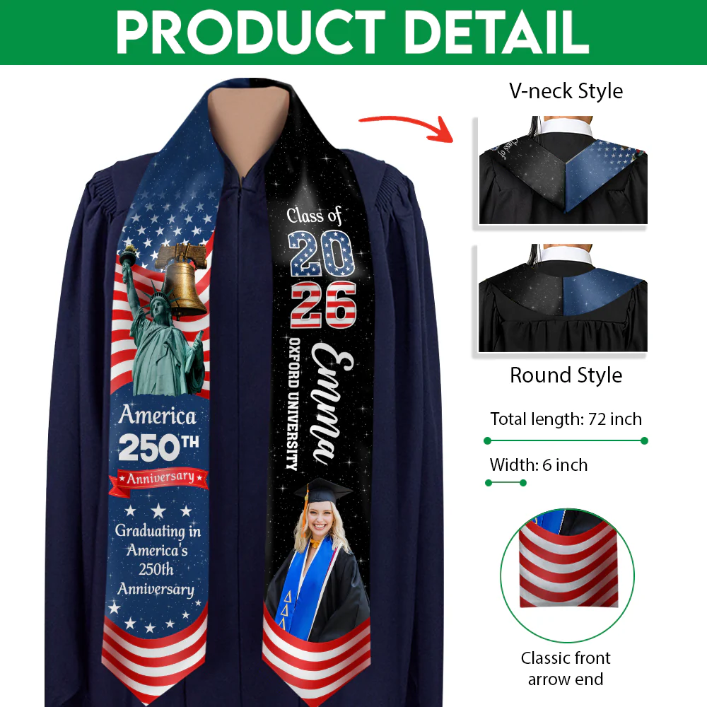 Custom Photo Graduation In America's 250th Anniversary Graduation Stoles CH07 910572 - Image 7