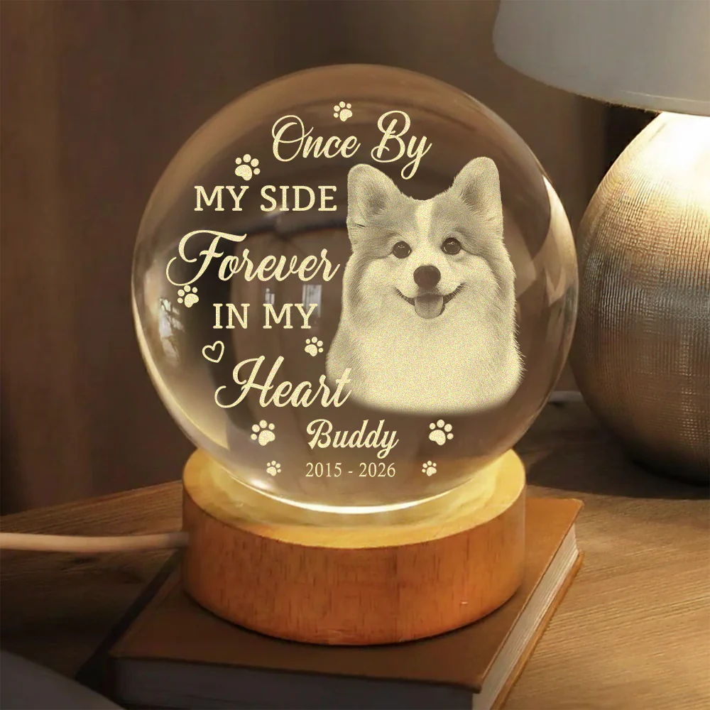 Custom Photo Memorial Once By My Side Forever In My Heart Engraved Crystal Ball LED Night Light HO82 901418 - Image 2