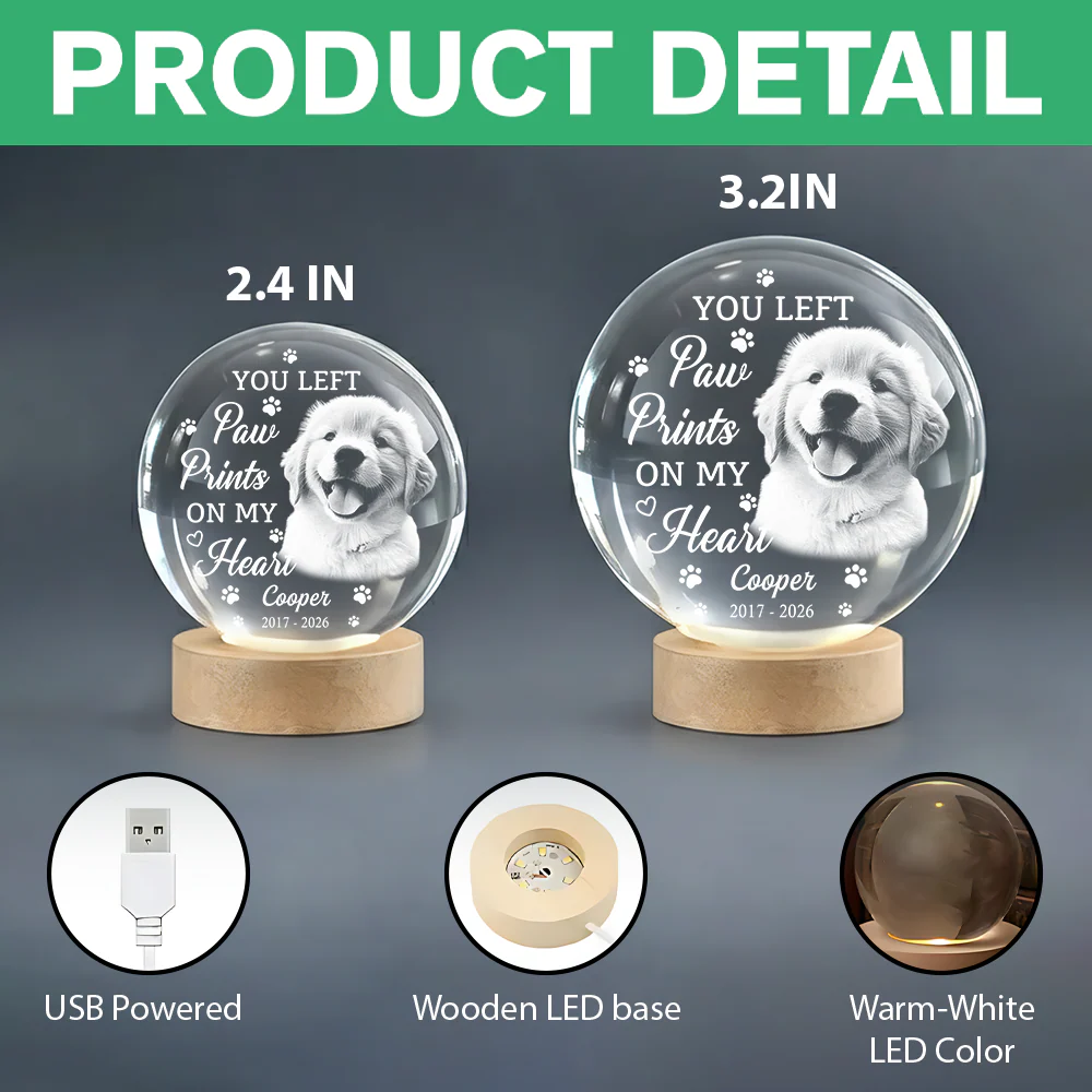 Custom Photo Memorial Once By My Side Forever In My Heart Engraved Crystal Ball LED Night Light HO82 901418 - Image 8