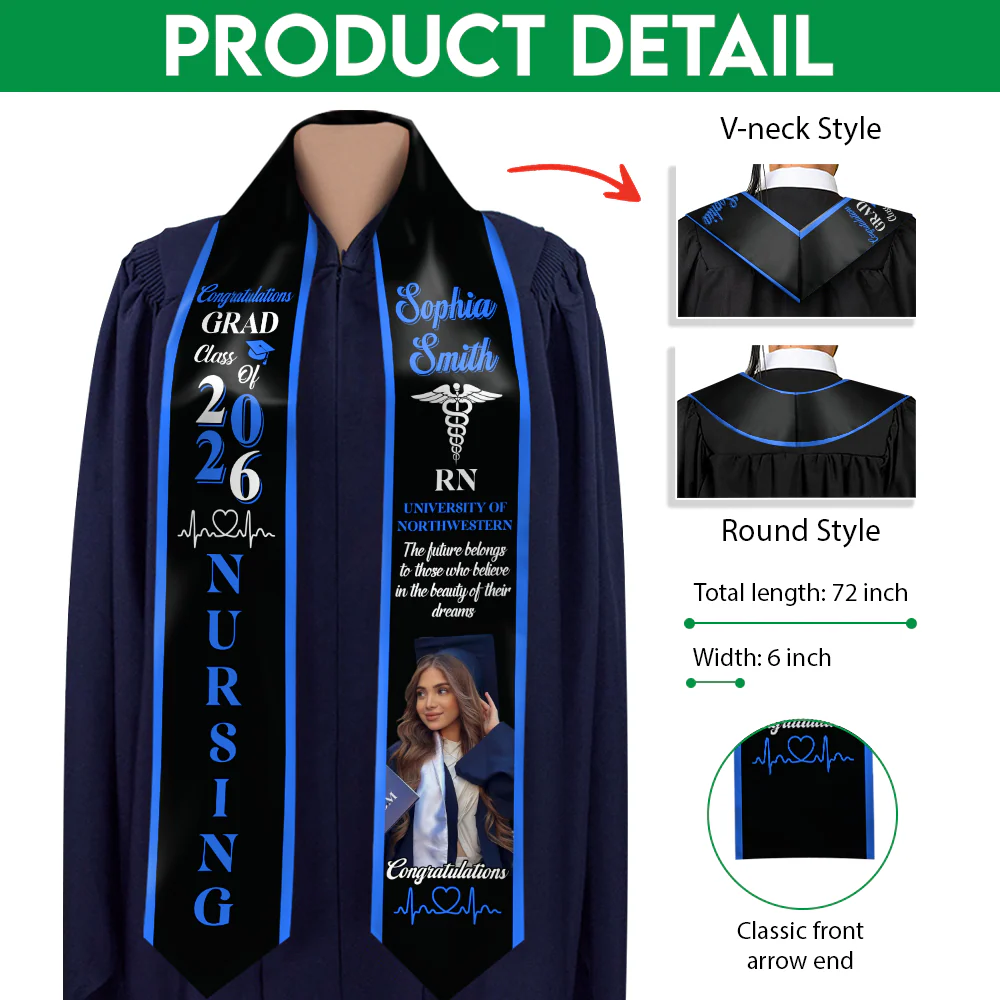 Custom Photo Nurse Class of 2026 Graduation Stole Gift For Graduates HO82 901478 - Image 12