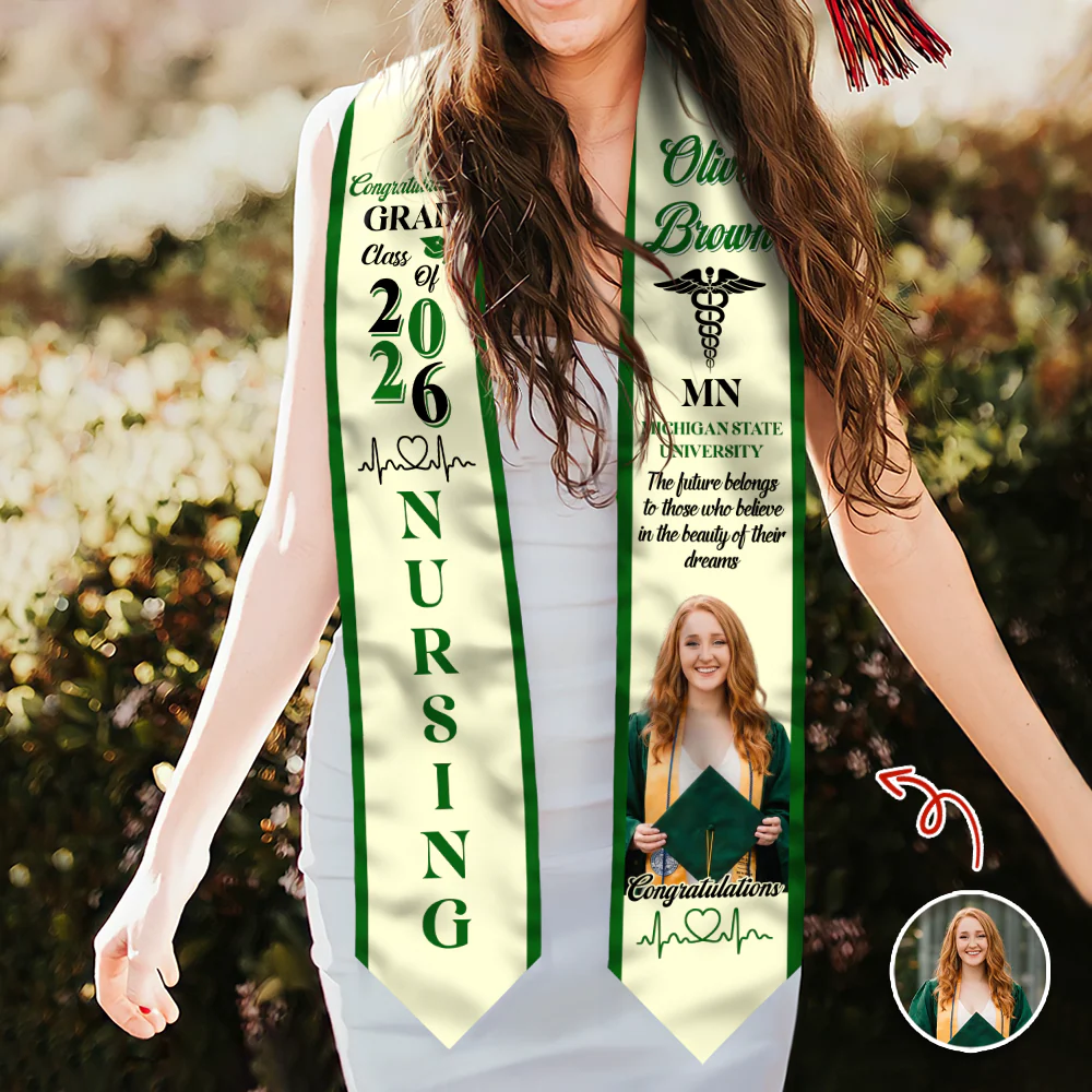Custom Photo Nurse Class of 2026 Graduation Stole Gift For Graduates HO82 901478 - Image 5