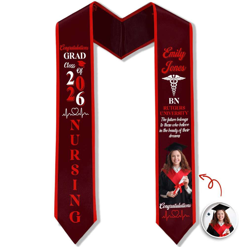 Custom Photo Nurse Class of 2026 Graduation Stole Gift For Graduates HO82 901478 - Image 6