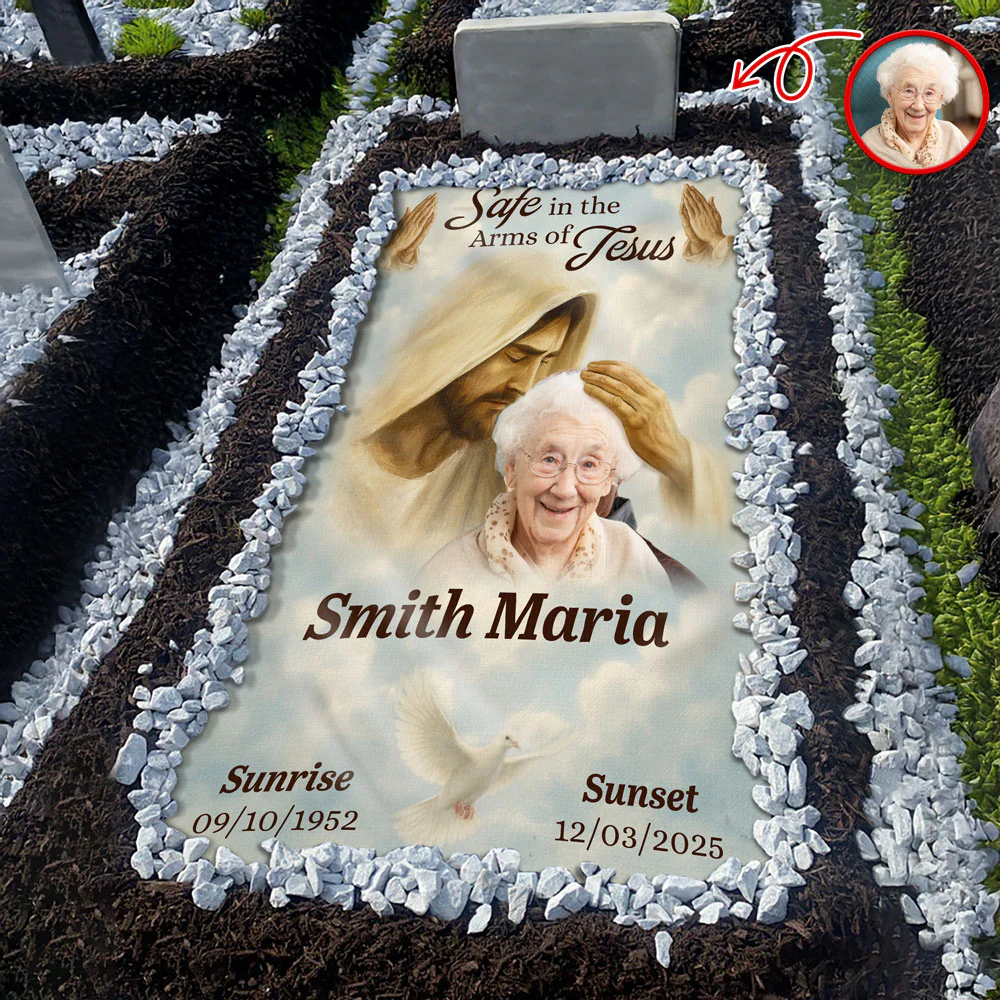 Custom Photo Safe in the Arms of Jesus Grave Blanket Memorial Gift LM32 897511 - Image 6