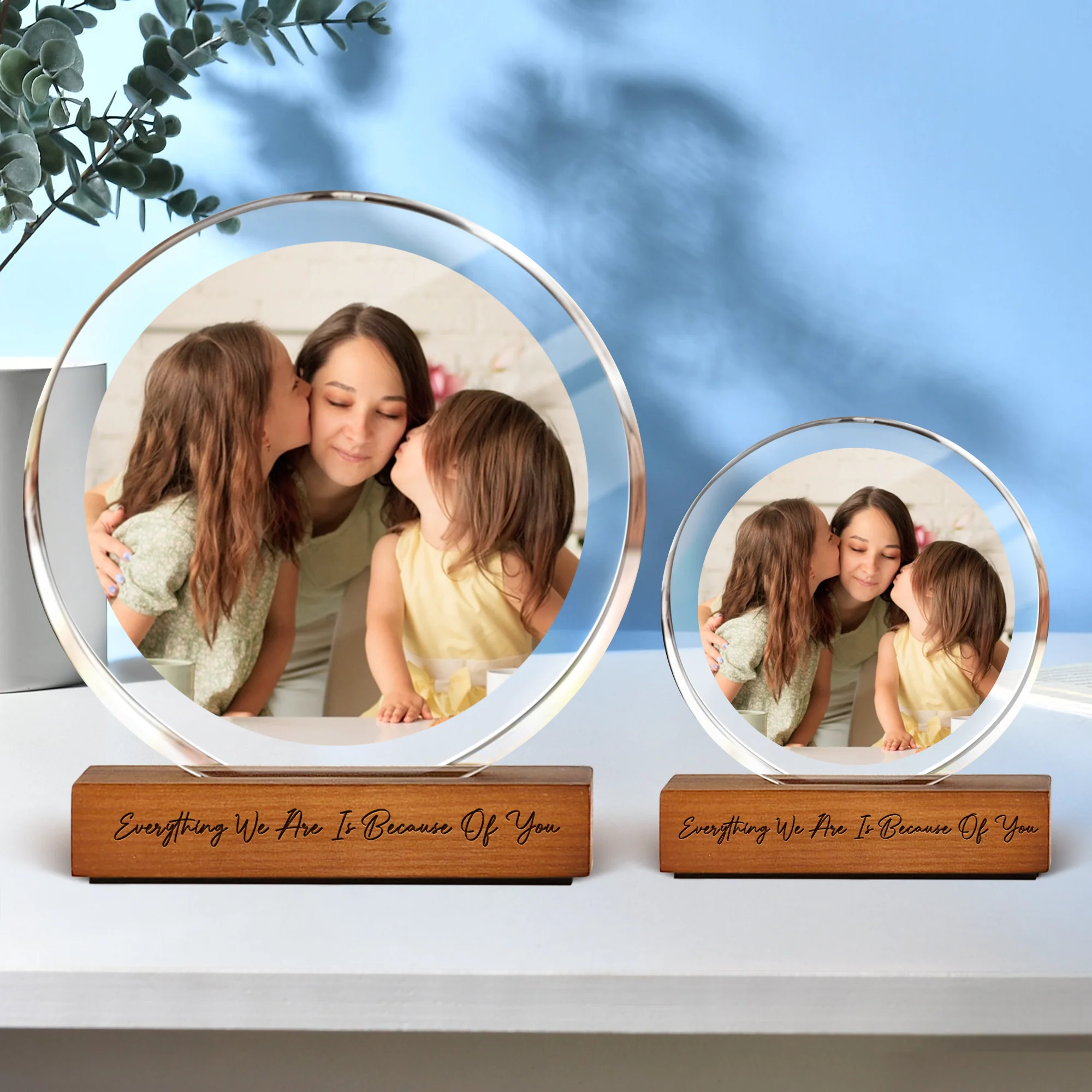 Custom Portrait Mom & Kid Photo Round Acrylic Frame Block - Personalized Gift for Mom, Mother's Day HO82 901494 - Image 6