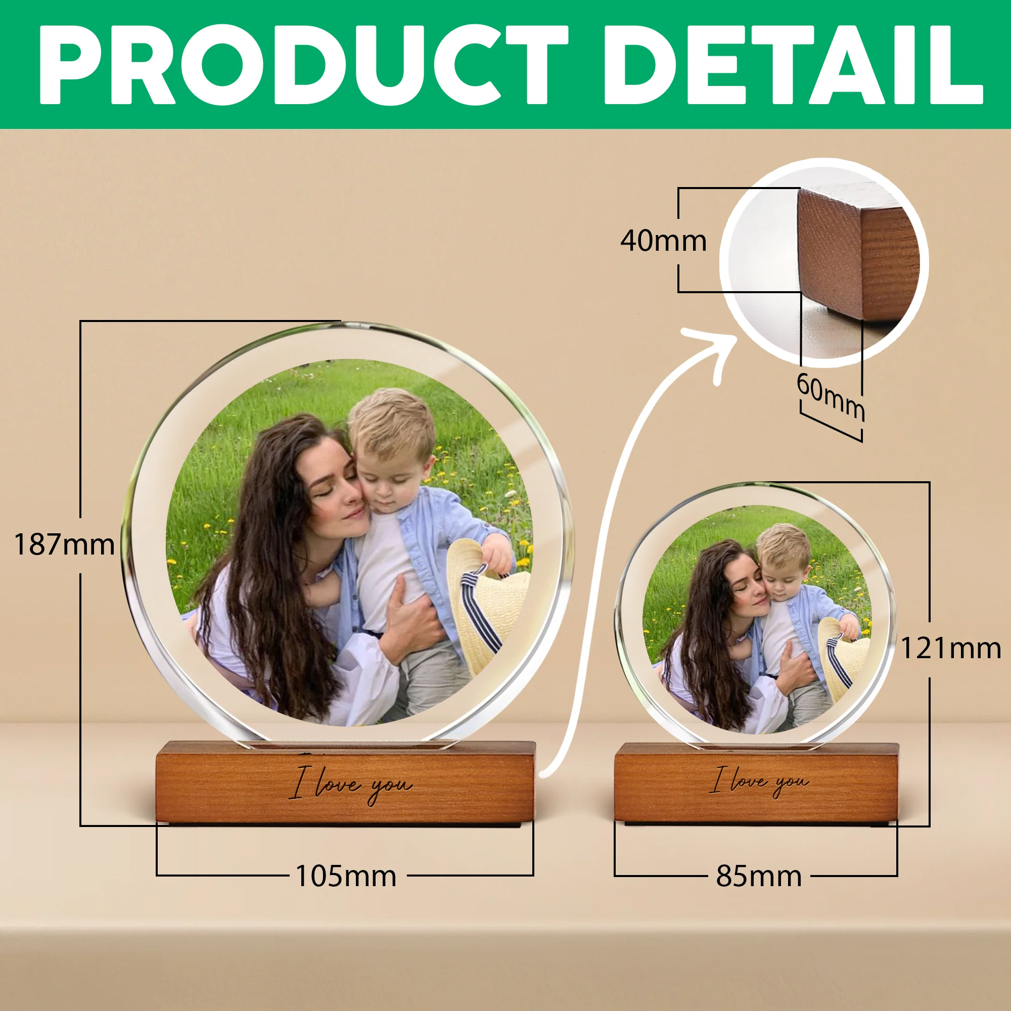Custom Portrait Mom & Kid Photo Round Acrylic Frame Block - Personalized Gift for Mom, Mother's Day HO82 901494 - Image 8