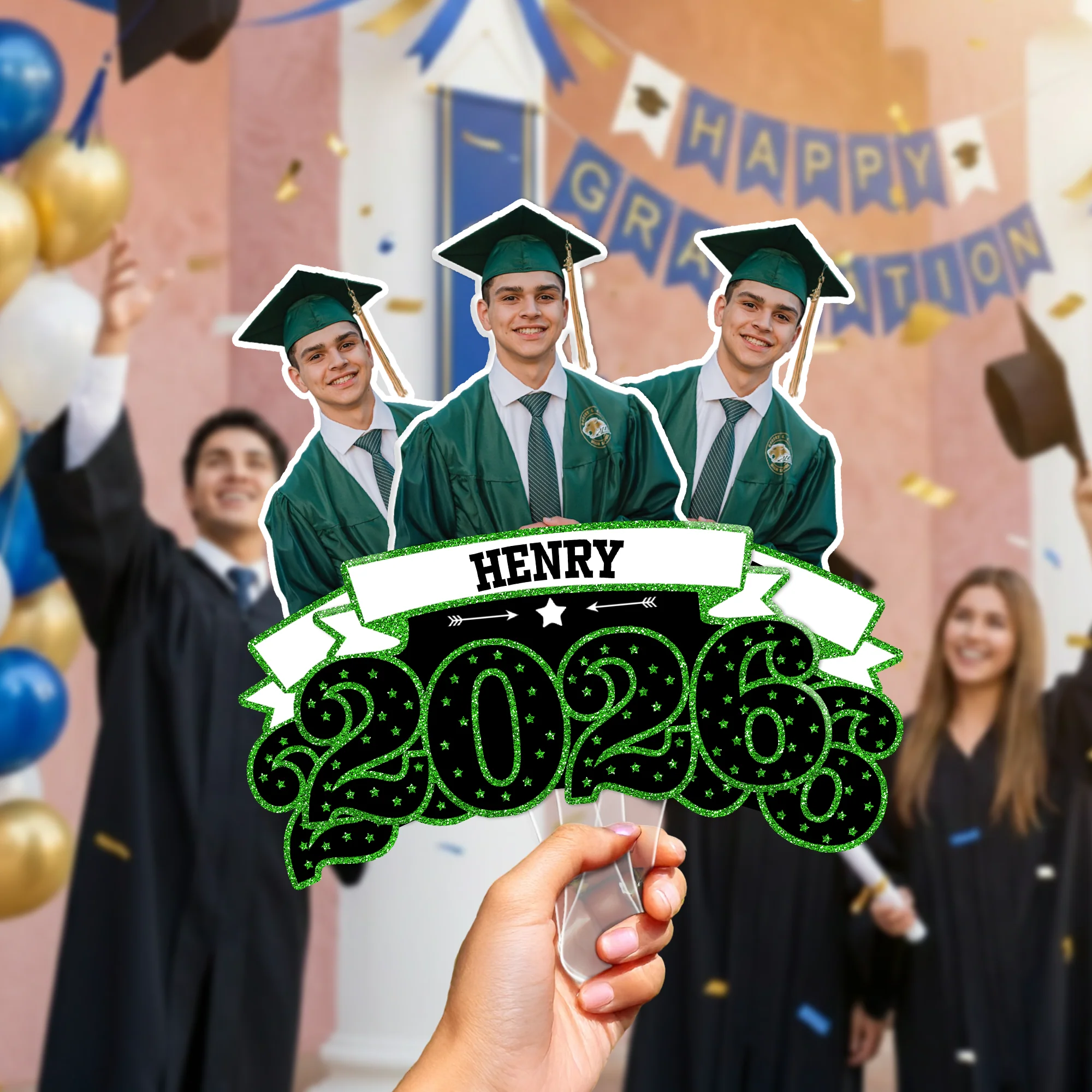Personalised Faux Glitter Face Photo Graduation Congrats Face Fan with Name Graduation Gift for Graduates HO82 901450 - Image 5