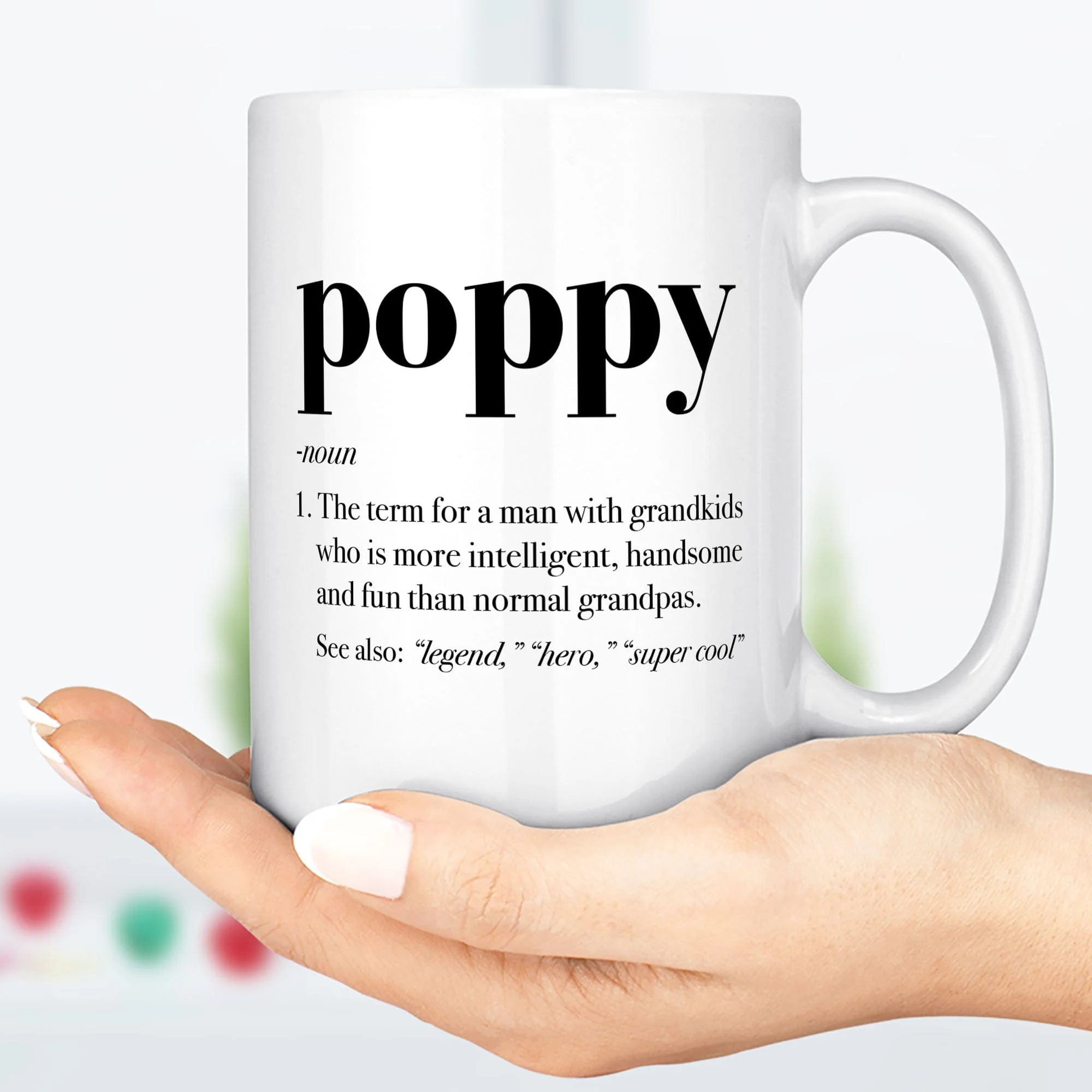 Poppy Definition Mug, Poppy Defined Coffee Cup Funny Christmas Birthday Gift Idea For Grandpa Fathers Day Present Grandfather C387 - Image 2