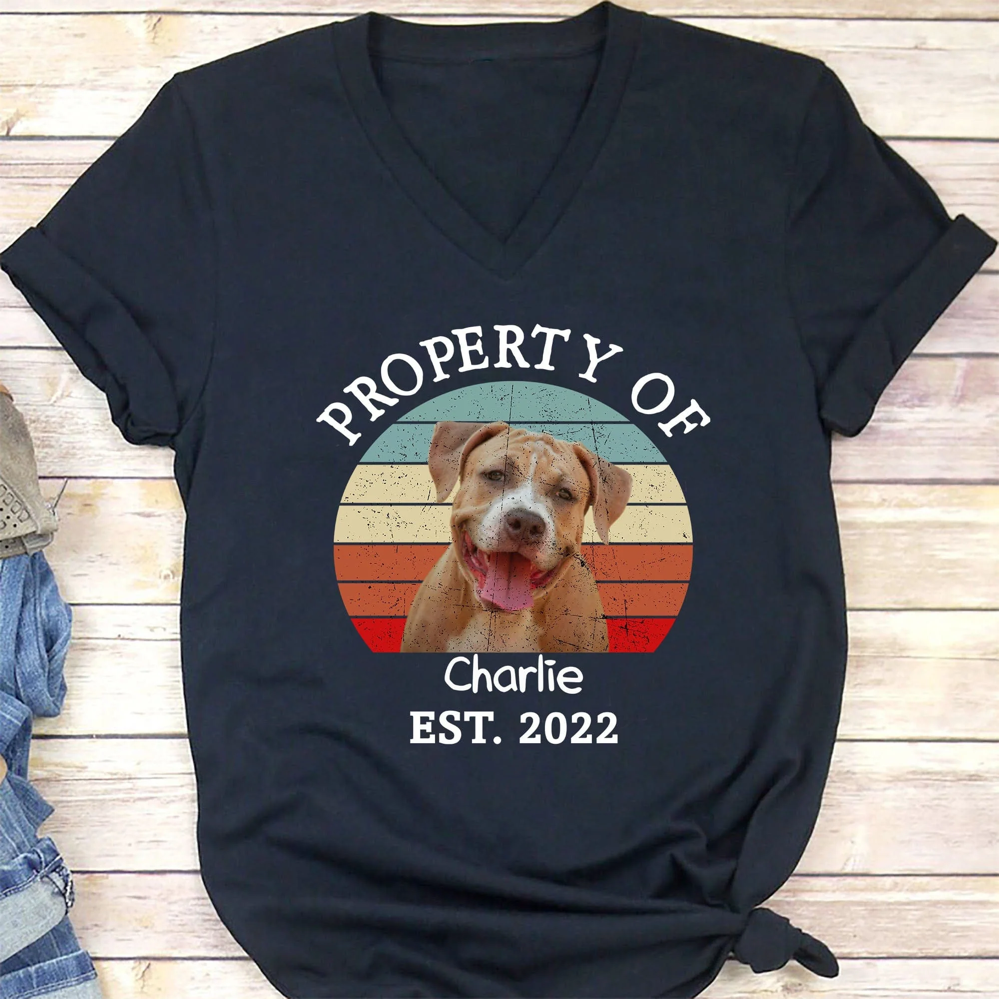 Property Of Vintage Retro Photo Shirt, Personalized Custom Photo Dog Shirt H470 - Image 5