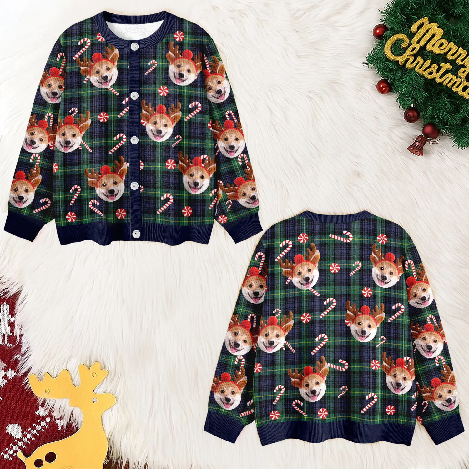 Custom Dog Photo Christmas Pattern Cardigan Christmas Gift HO82 900400 - Image 3