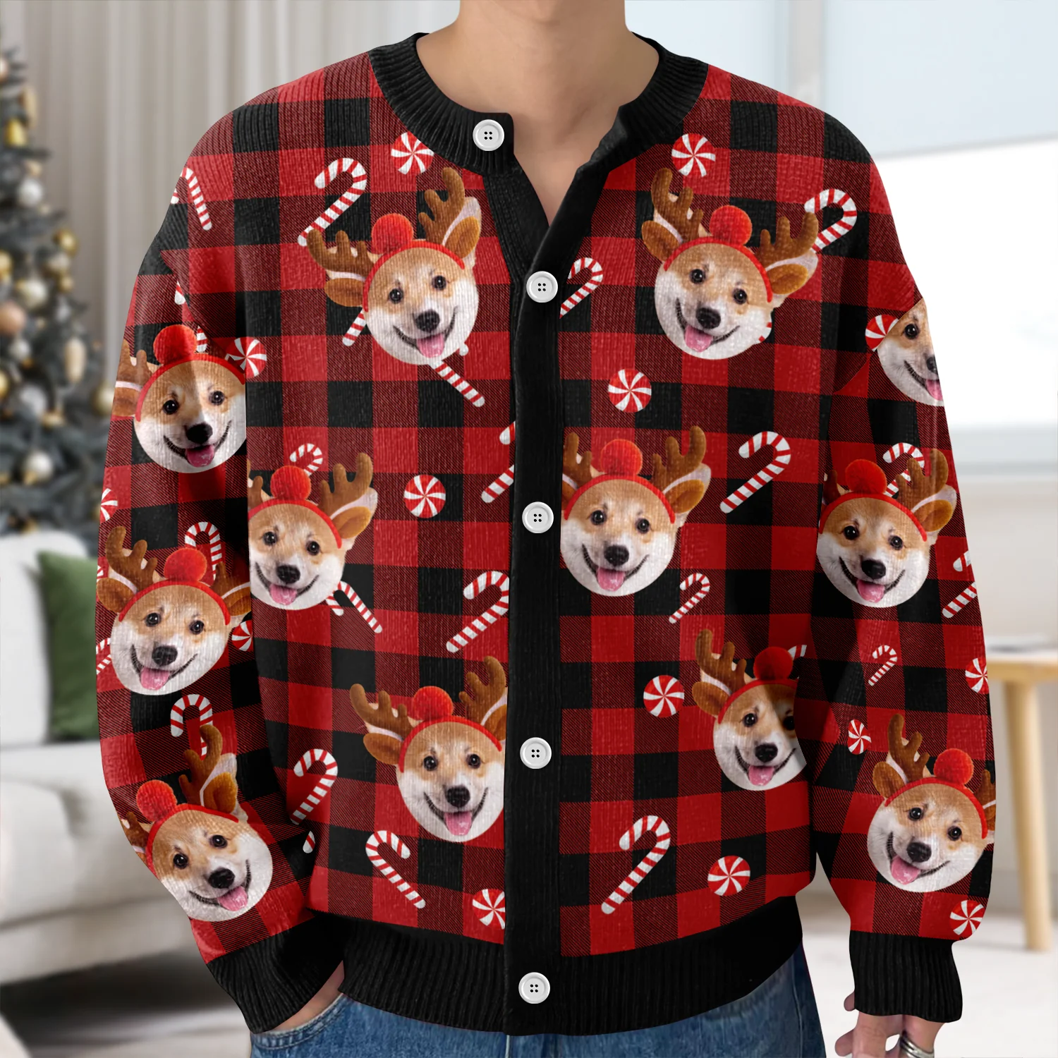 Custom Dog Photo Christmas Pattern Cardigan Christmas Gift HO82 900400 - Image 4