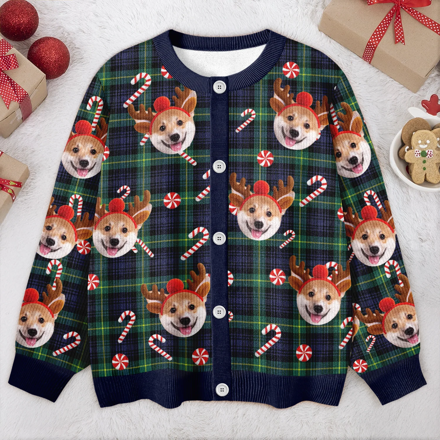 Custom Dog Photo Christmas Pattern Cardigan Christmas Gift HO82 900400 - Image 5