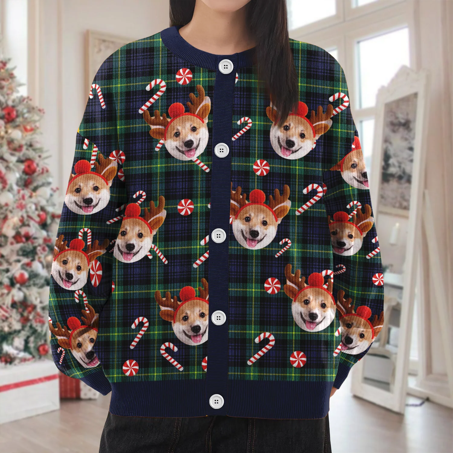Custom Dog Photo Christmas Pattern Cardigan Christmas Gift HO82 900400 - Image 8
