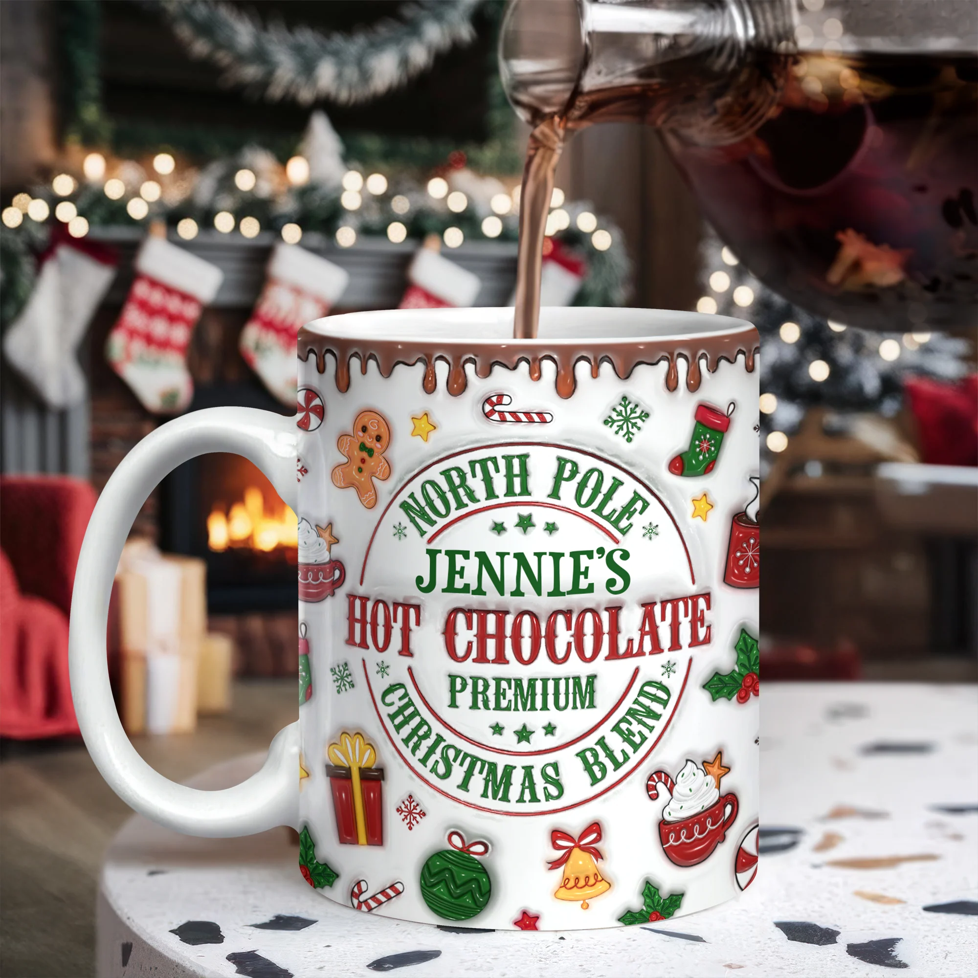Custom Name North Pole Hot Cocoa - Personalized Ceramic Coffee 3D Inflated Effect Mug CH07 899768 - Image 4