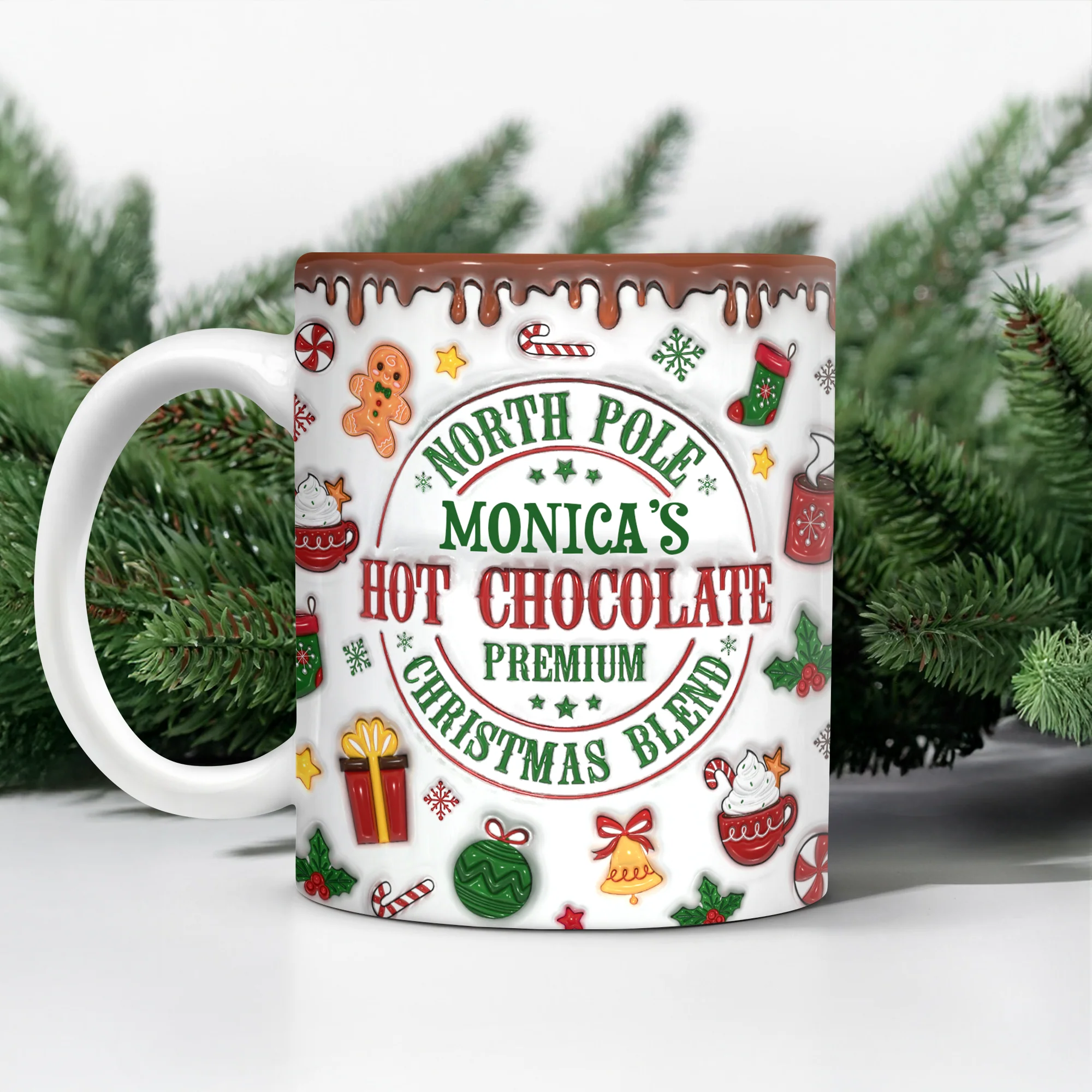 Custom Name North Pole Hot Cocoa - Personalized Ceramic Coffee 3D Inflated Effect Mug CH07 899768 - Image 7