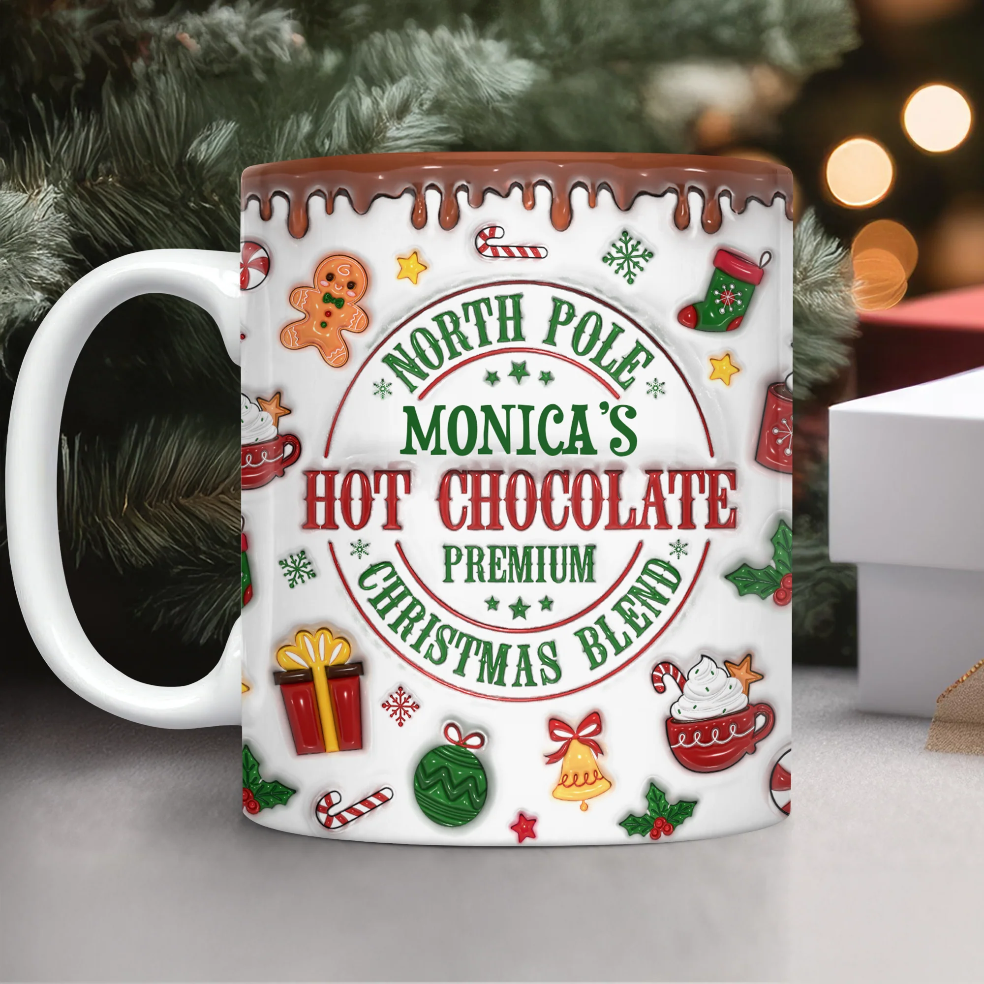 Custom Name North Pole Hot Cocoa - Personalized Ceramic Coffee 3D Inflated Effect Mug CH07 899768 - Image 8