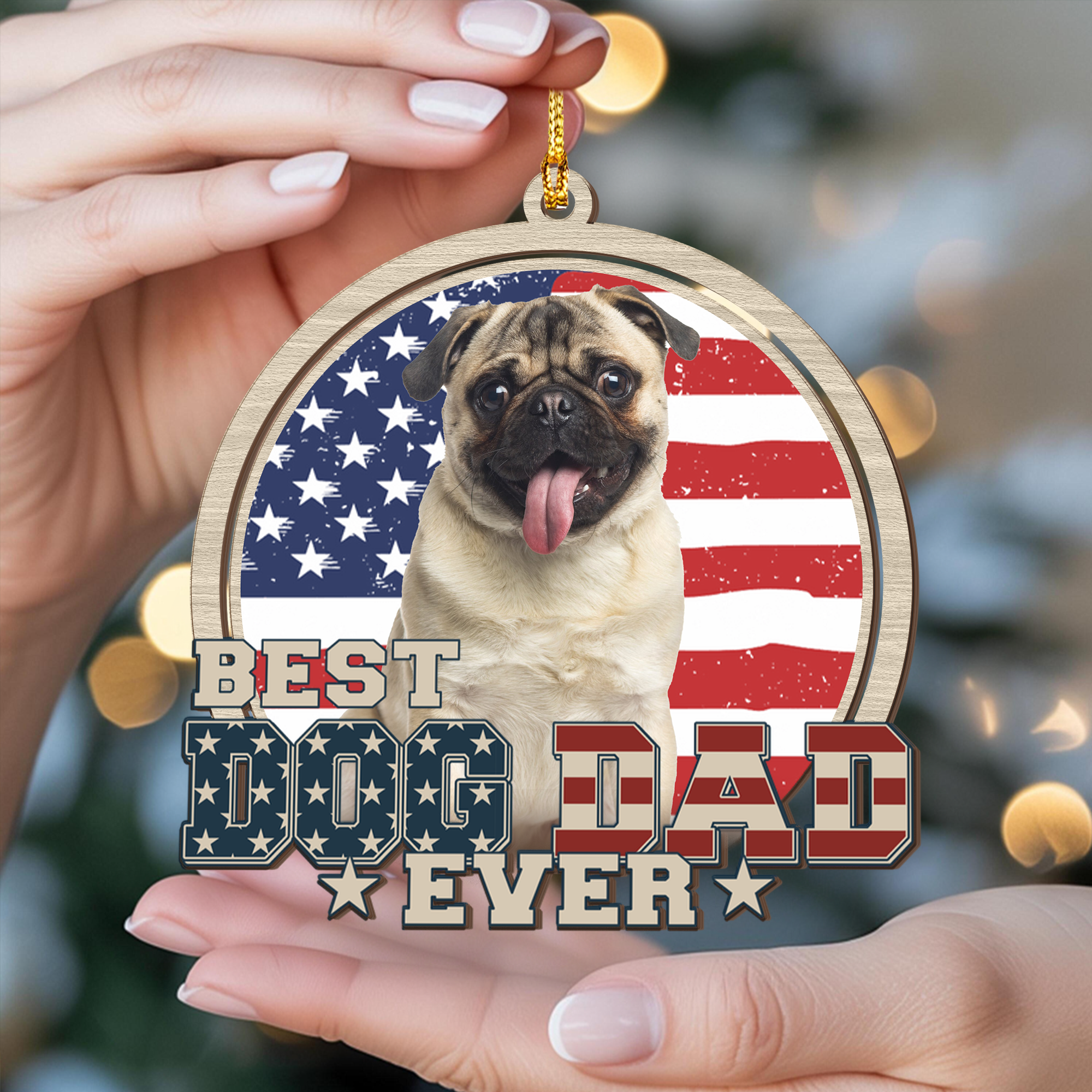 Custom Photo Best Dog Mom Dog Dad Wood Ornament LM32 895923 - Image 3