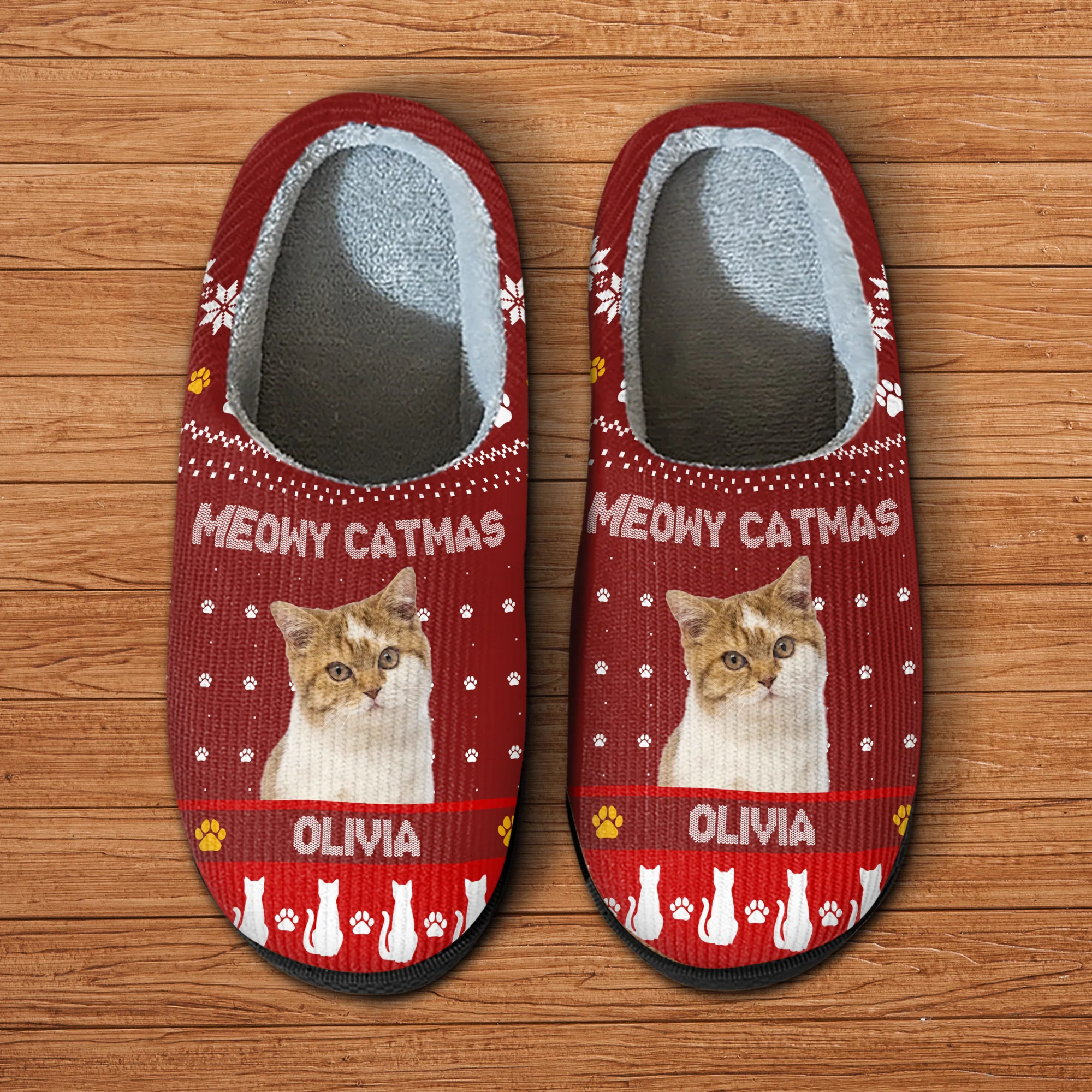 Custom Photo Meowy Christmas Merry Woofmas Dog Cat Slippers HO82 894868 - Image 9