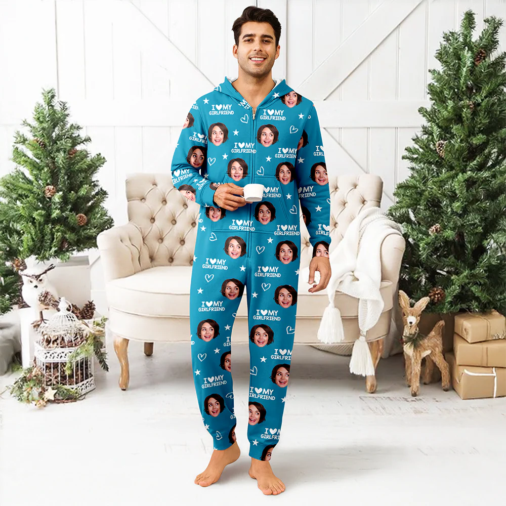 Custom Photo I Love My BoyfriendGirlfriend Valentine's Gift Onesie Pajamas For Couple HO82 900058 - Image 4