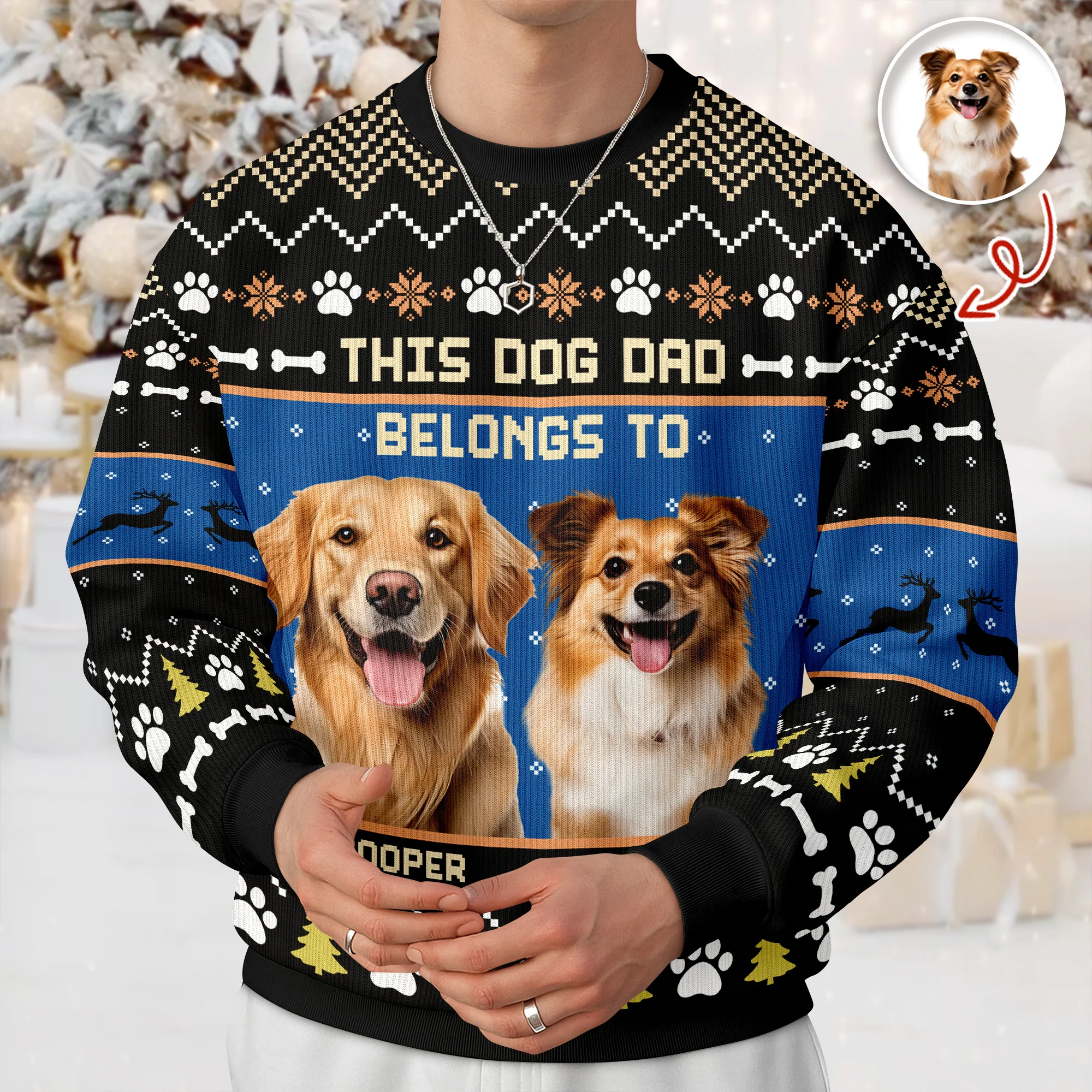 Custom Photo This Dog Mom Belongs To - Personalized Ugly Sweater For Dog Lovers HO82 900002 - Image 2