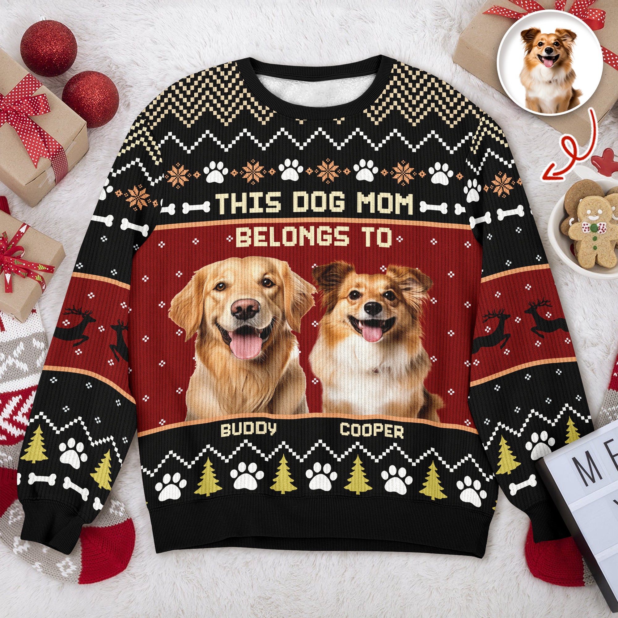 Custom Photo This Dog Mom Belongs To - Personalized Ugly Sweater For Dog Lovers HO82 900002 - Image 3