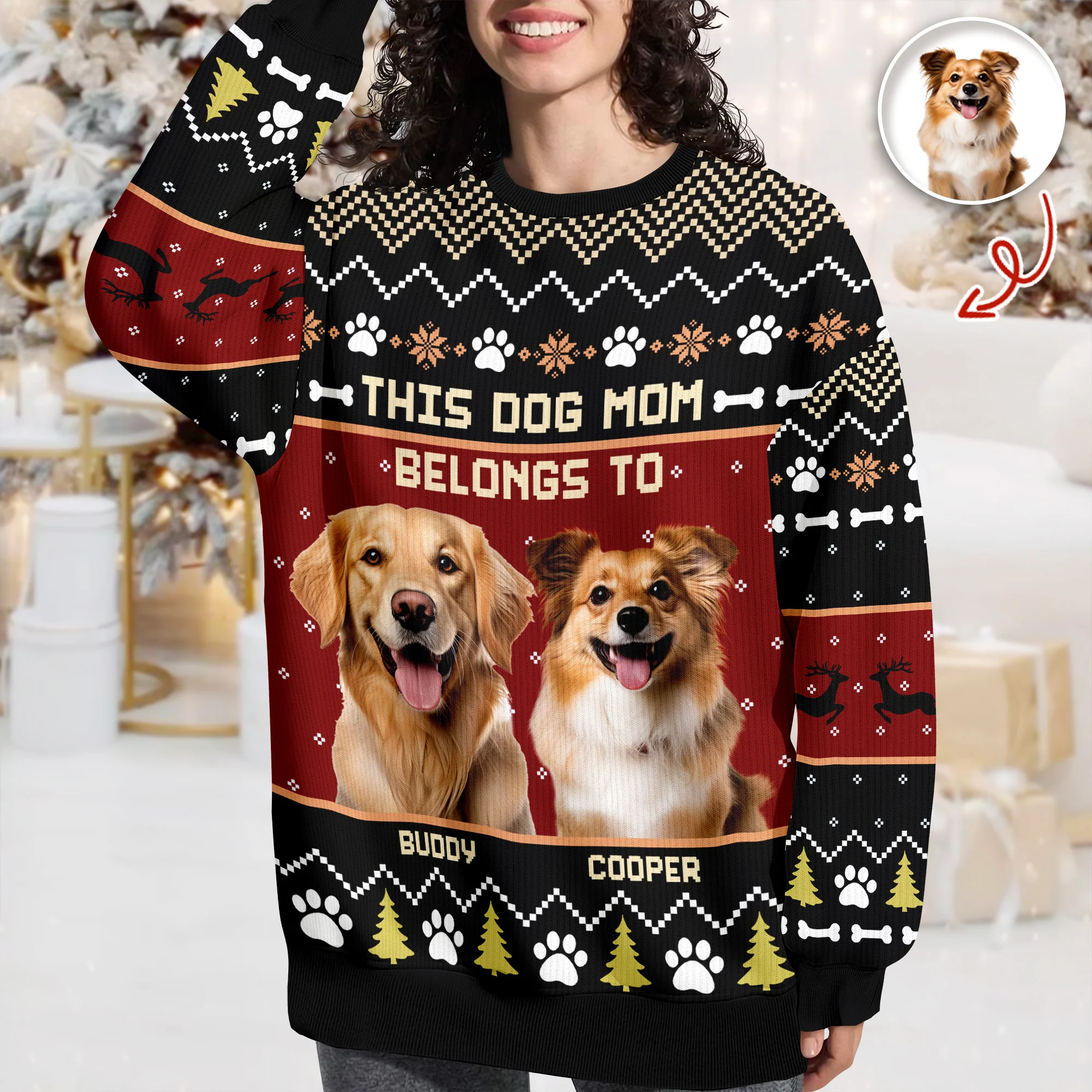 Custom Photo This Dog Mom Belongs To - Personalized Ugly Sweater For Dog Lovers HO82 900002 - Image 5