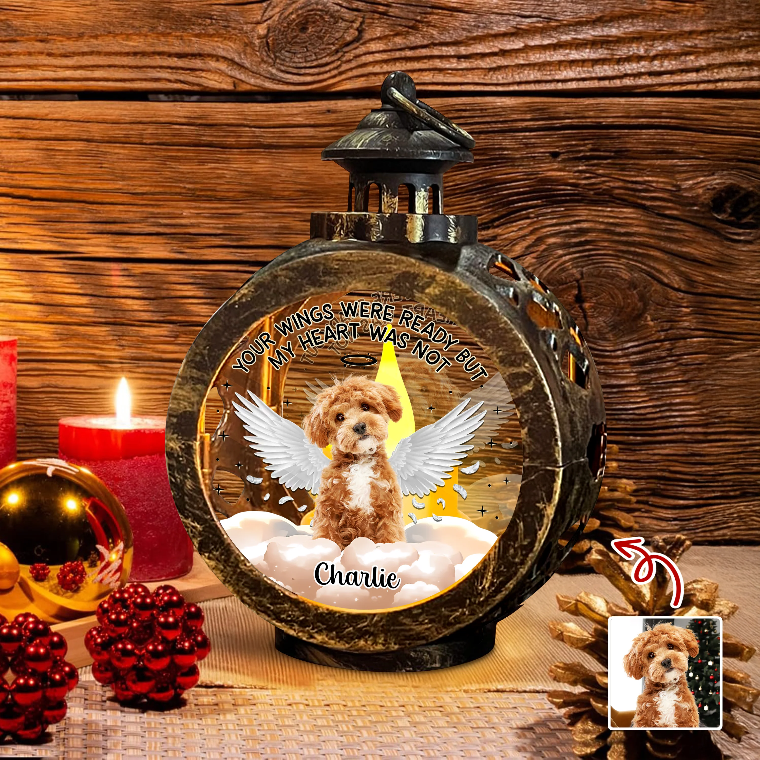 Custom Photo Your Wings Were Ready But My Heart Was Not Dog Candlelight Lantern Ornament HO82 894864 - Image 3